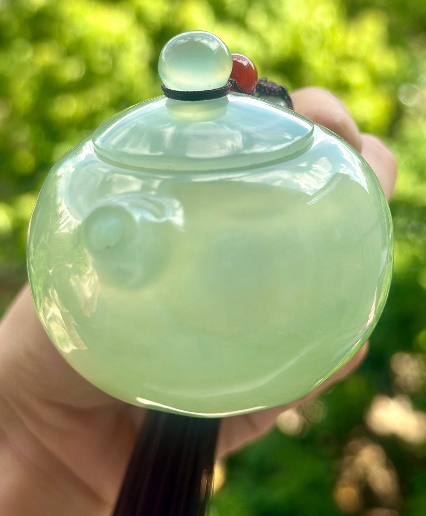 Handcrafted Chinese Xiuyu Authentic Jade Mini Xishi Shape Teapot Unique Artwork Jade Pot