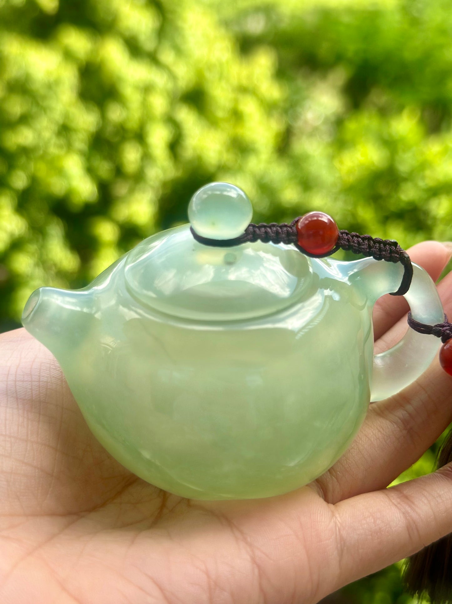Handcrafted Chinese Xiuyu Authentic Jade Mini Xishi Shape Teapot Unique Artwork Jade Pot