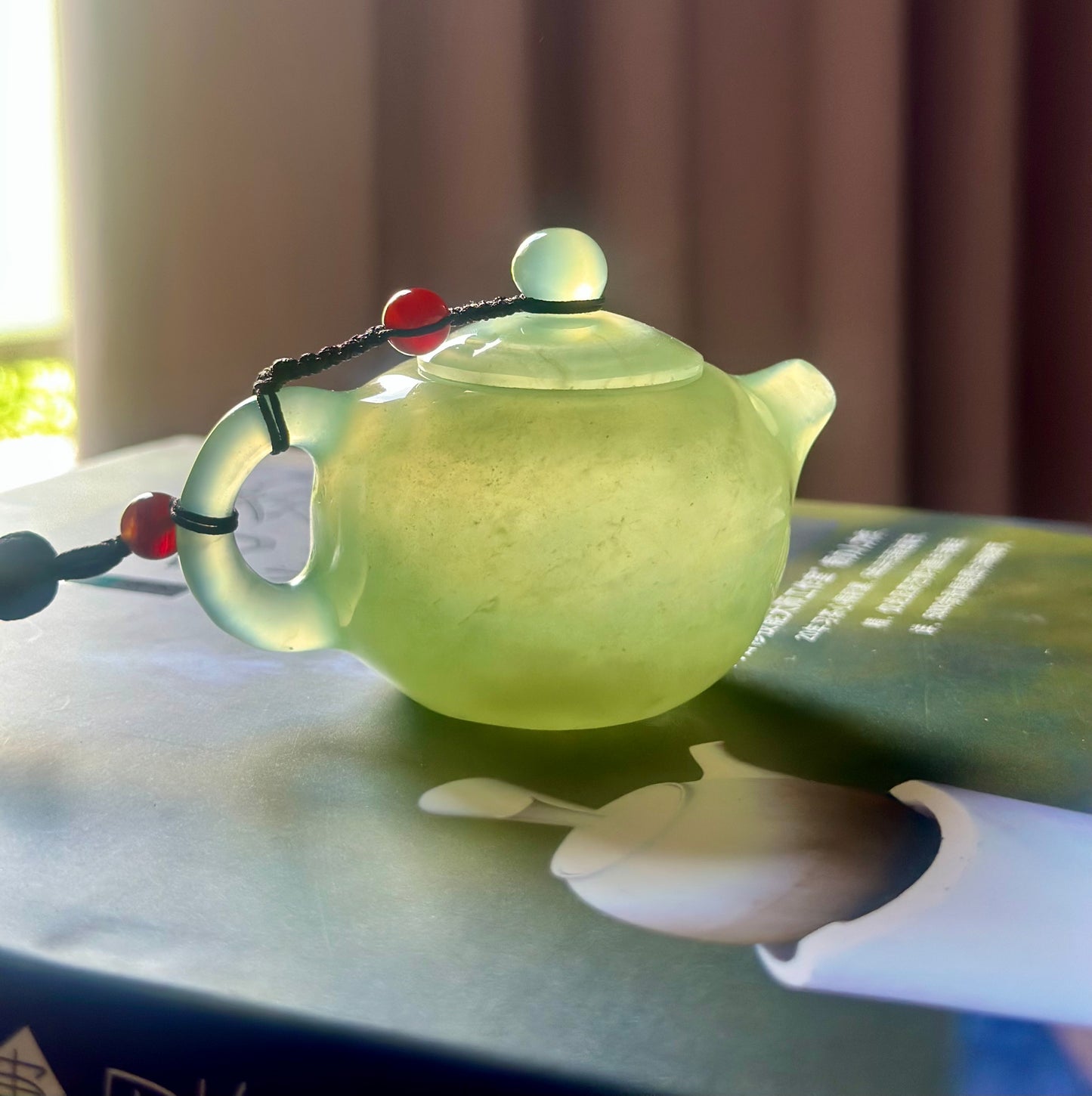 Handcrafted Chinese Xiuyu Authentic Jade Mini Xishi Shape Teapot Unique Artwork Jade Pot