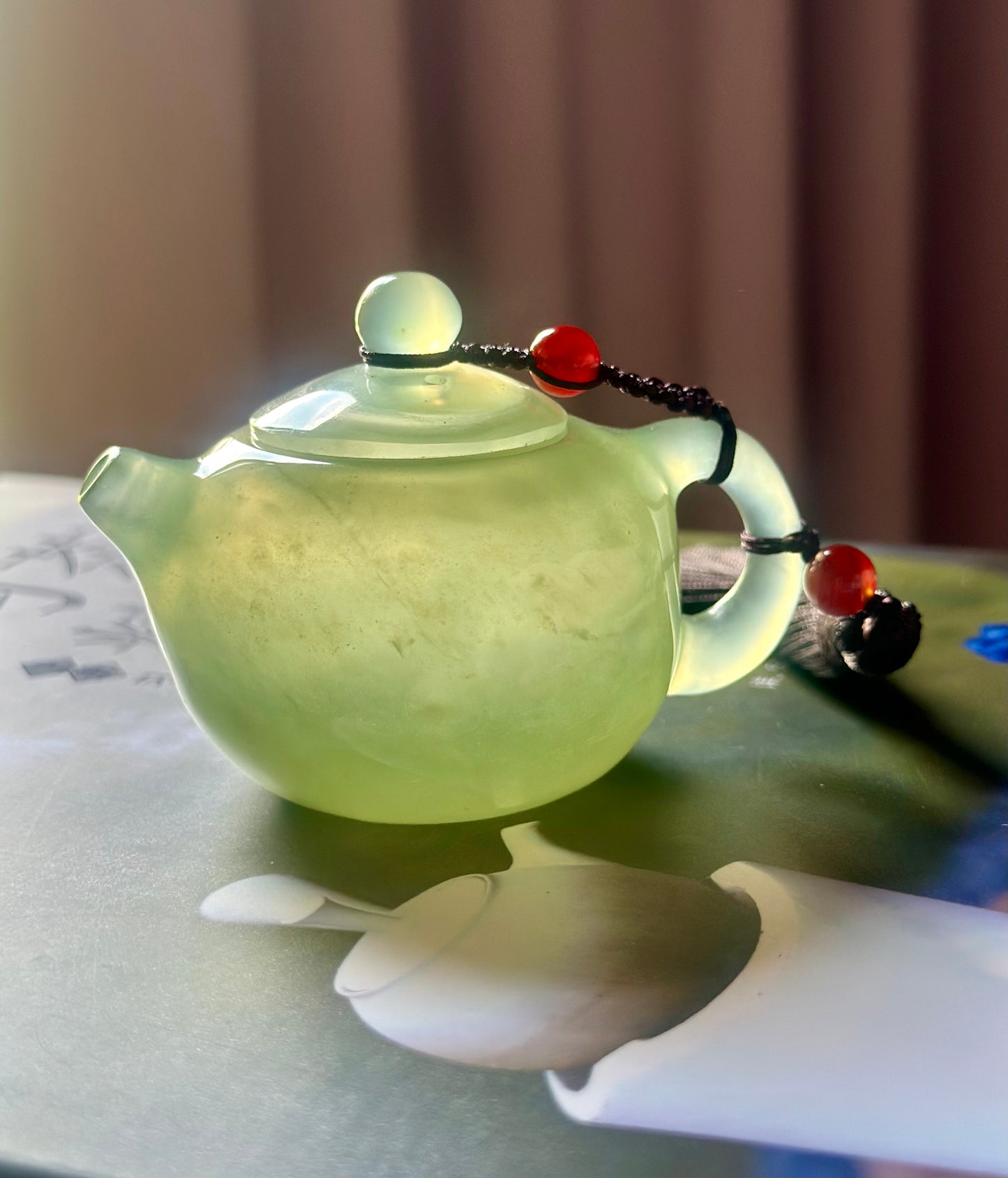 Handcrafted Chinese Xiuyu Authentic Jade Mini Xishi Shape Teapot Unique Artwork Jade Pot