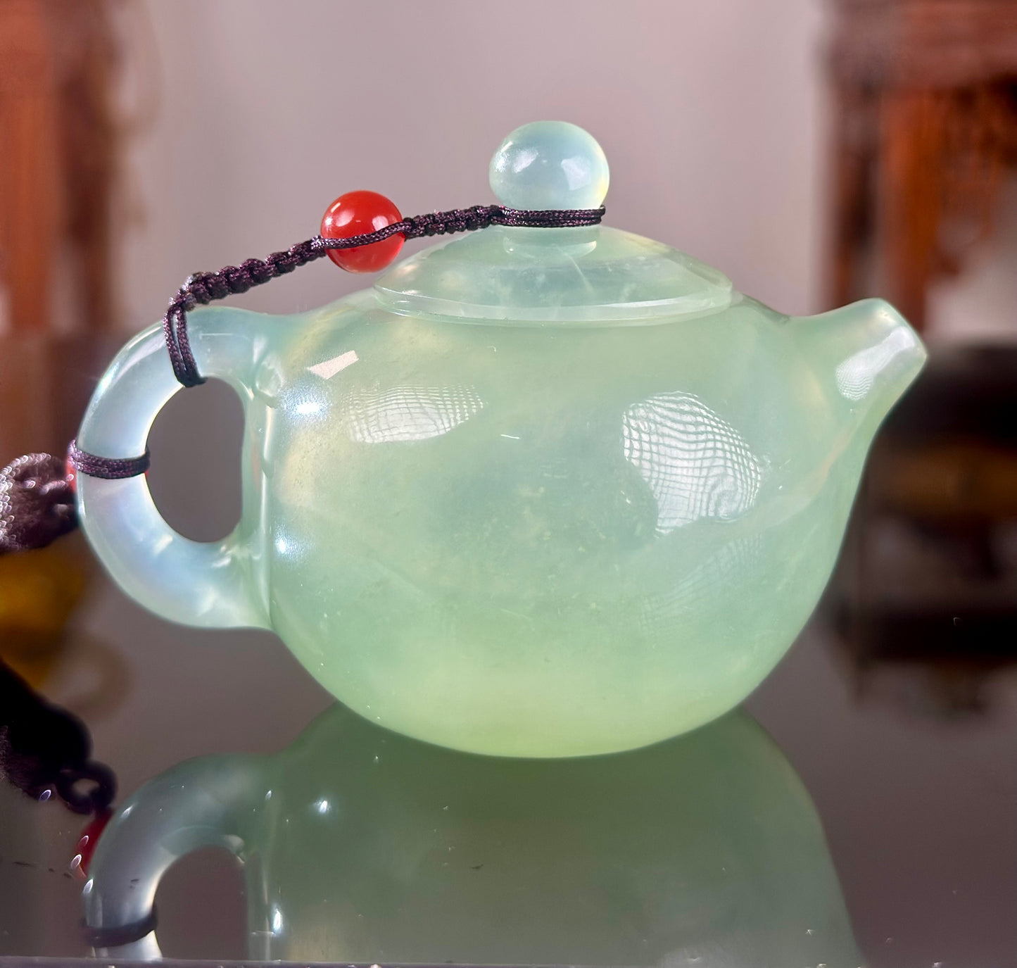 Handcrafted Chinese Xiuyu Authentic Jade Mini Xishi Shape Teapot Unique Artwork Jade Pot
