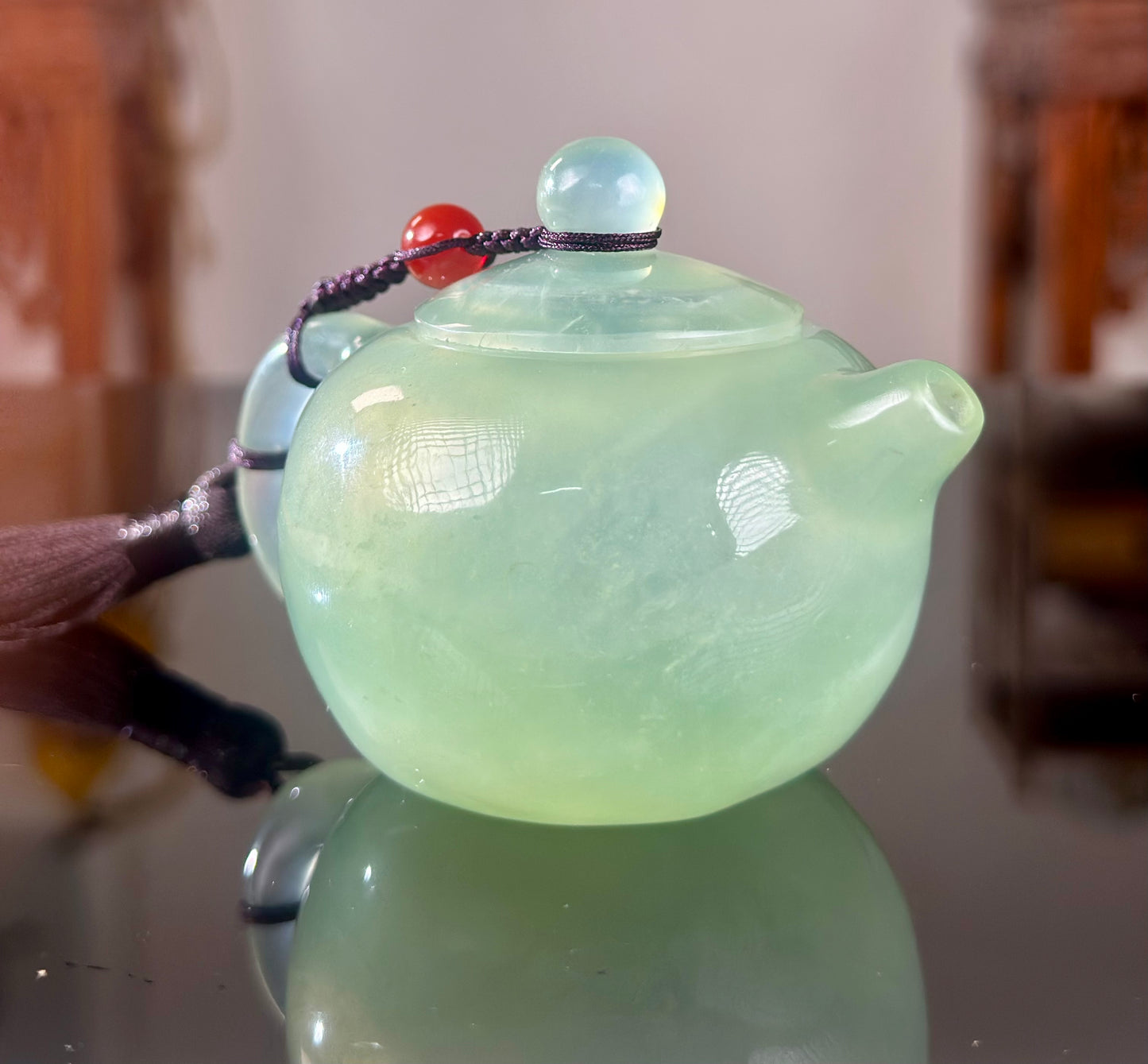 Handcrafted Chinese Xiuyu Authentic Jade Mini Xishi Shape Teapot Unique Artwork Jade Pot