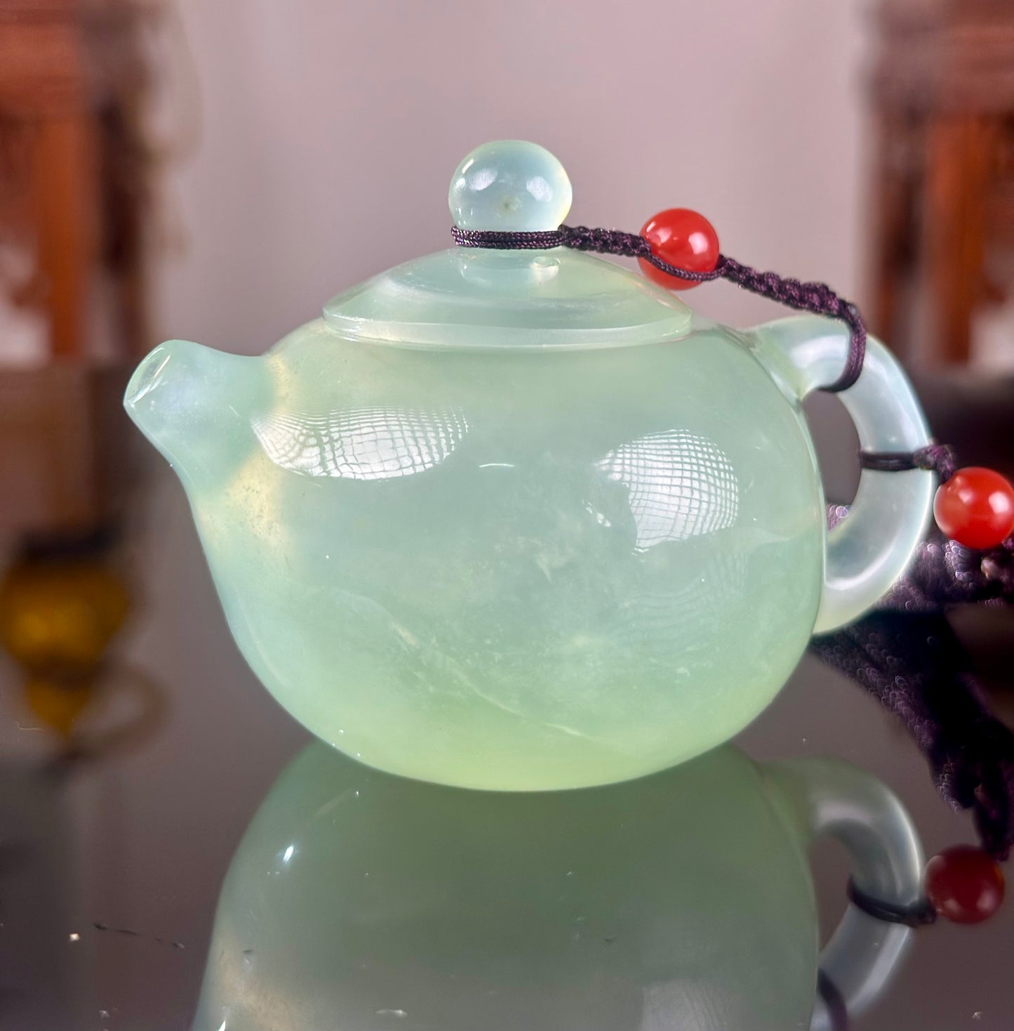 Handcrafted Chinese Xiuyu Authentic Jade Mini Xishi Shape Teapot Unique Artwork Jade Pot