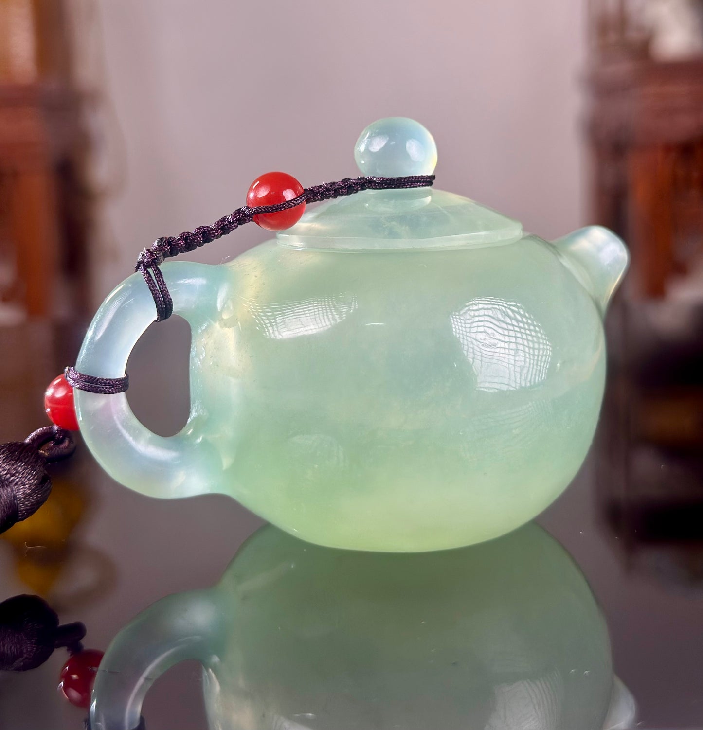 Handcrafted Chinese Xiuyu Authentic Jade Mini Xishi Shape Teapot Unique Artwork Jade Pot