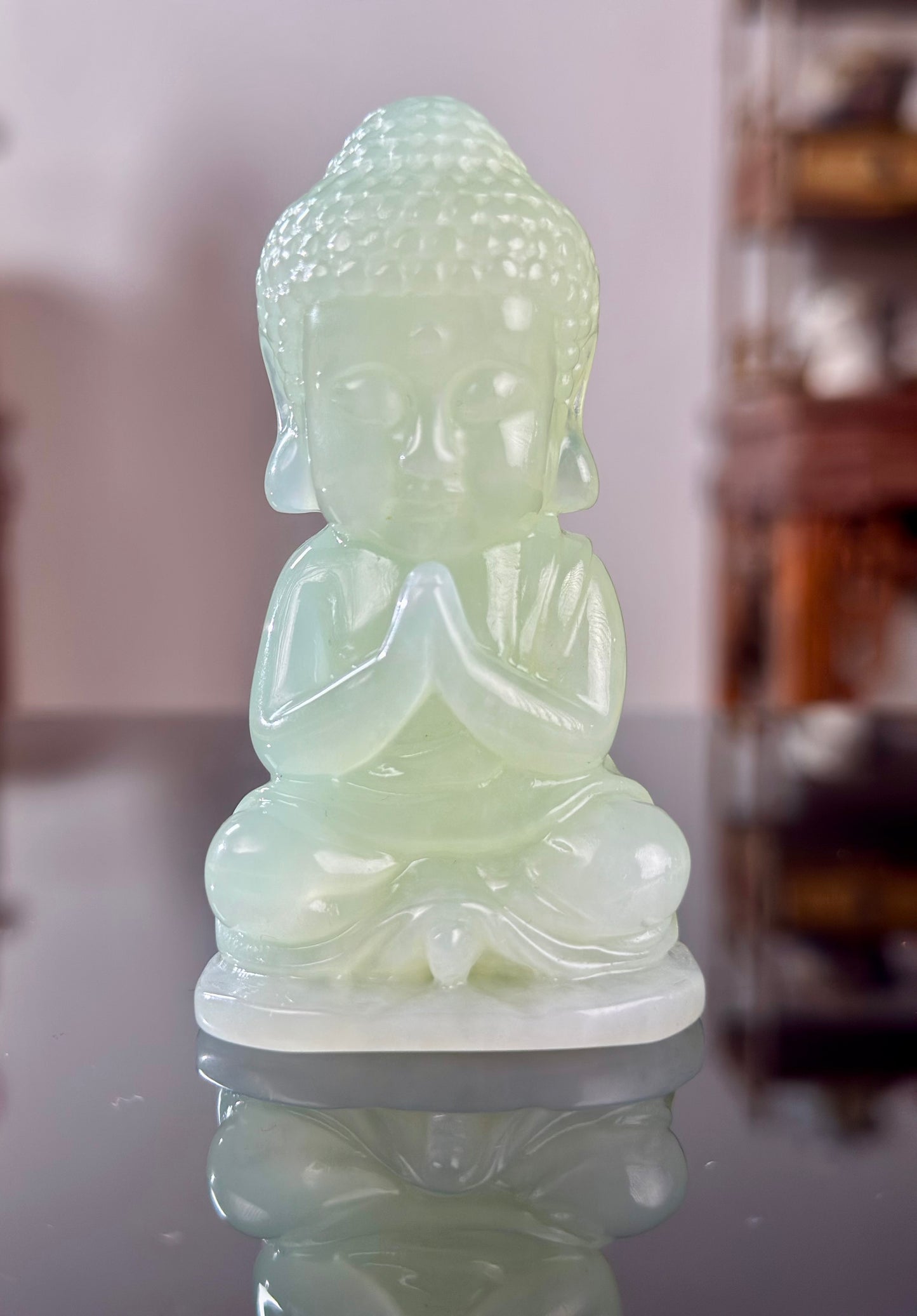 Handengraved Chinese Precious Xiuyu Jade Bouddha Sculpture Artwork Home Decor
