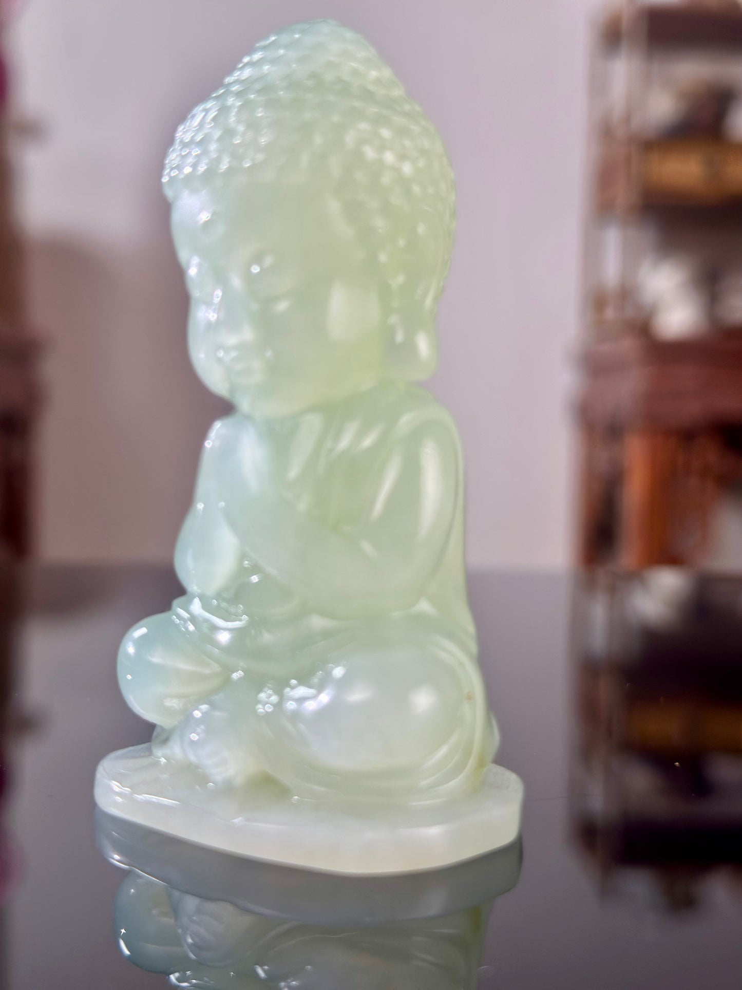 Handengraved Chinese Precious Xiuyu Jade Bouddha Sculpture Artwork Home Decor
