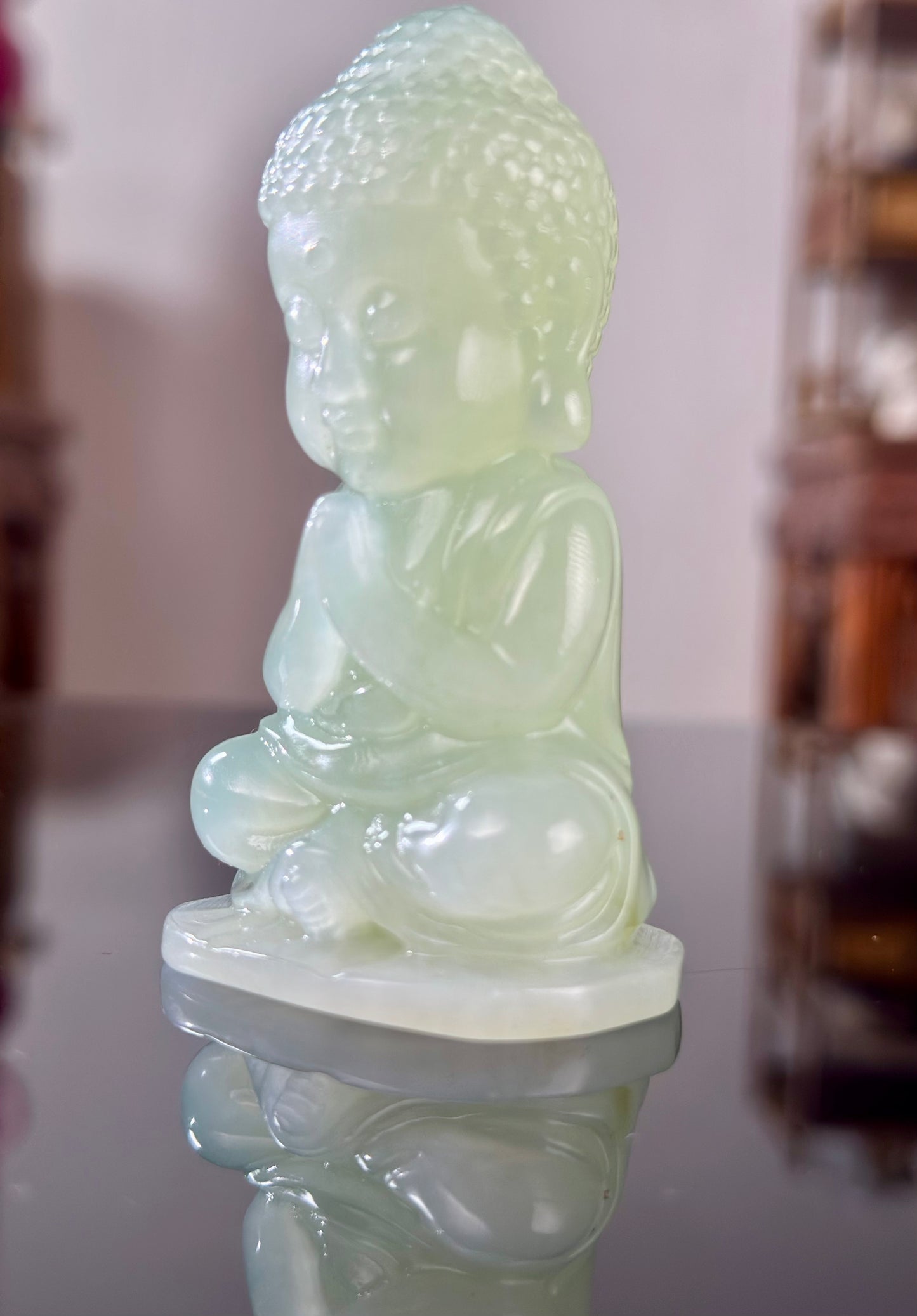 Handengraved Chinese Precious Xiuyu Jade Bouddha Sculpture Artwork Home Decor