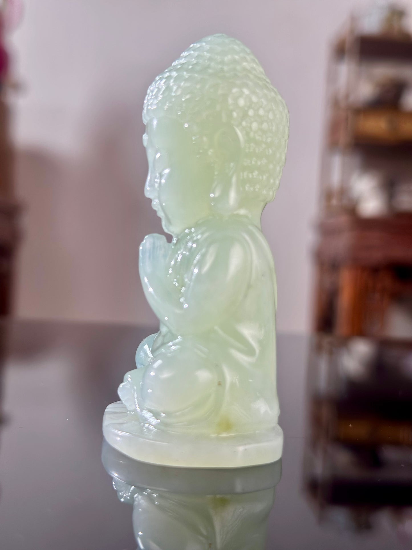Handengraved Chinese Precious Xiuyu Jade Bouddha Sculpture Artwork Home Decor