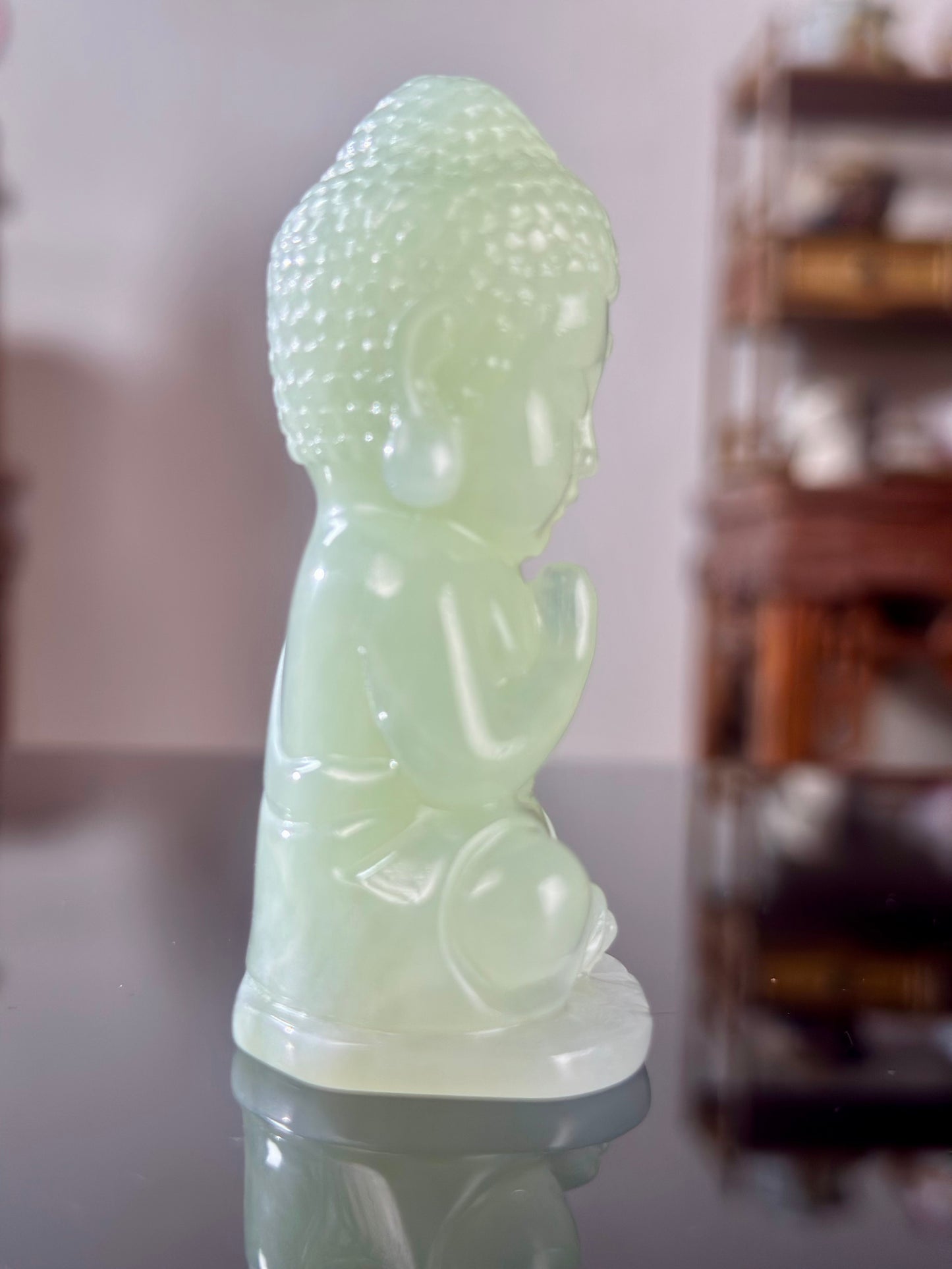 Handengraved Chinese Precious Xiuyu Jade Bouddha Sculpture Artwork Home Decor