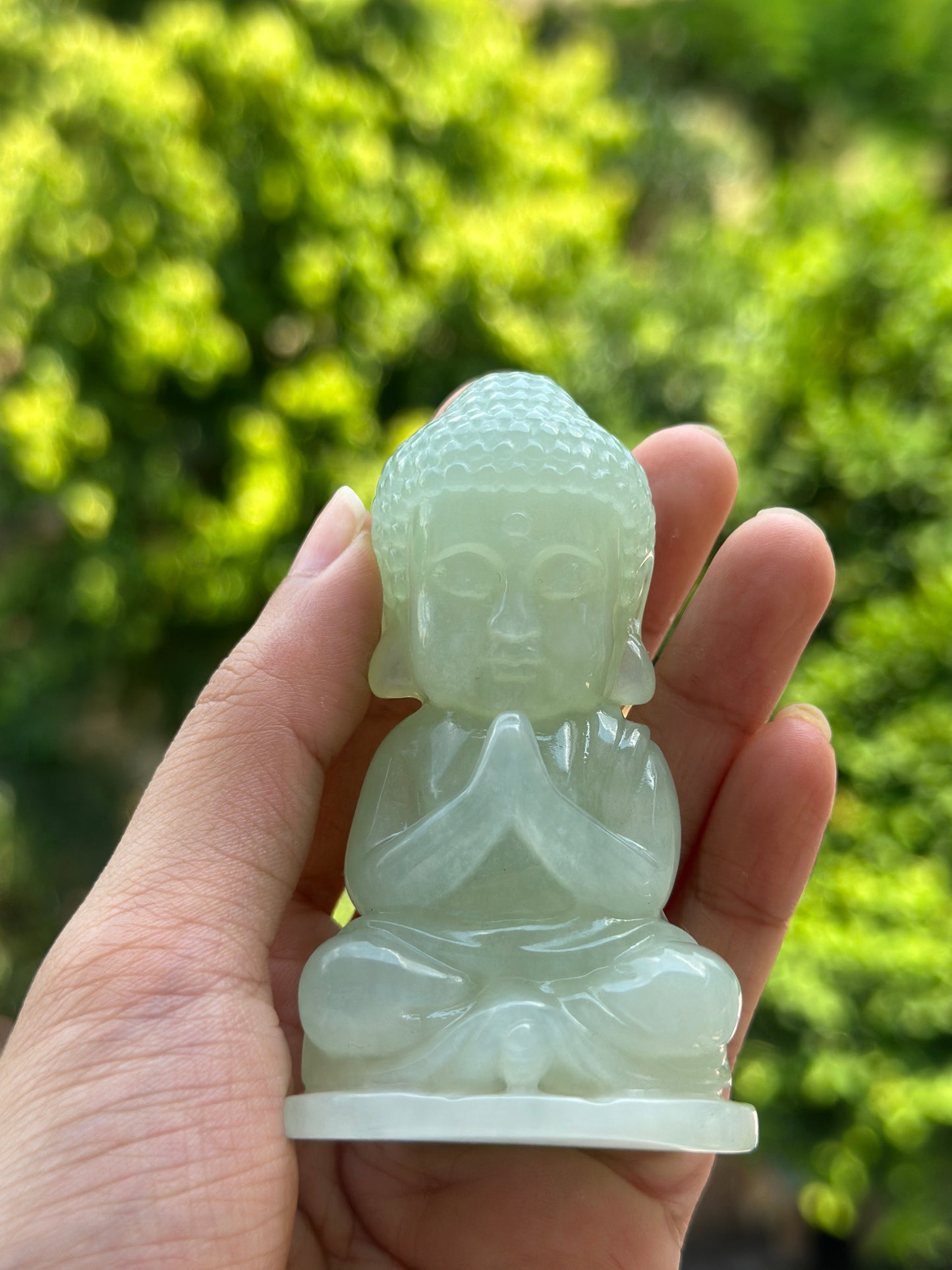 Handengraved Chinese Precious Xiuyu Jade Bouddha Sculpture Artwork Home Decor