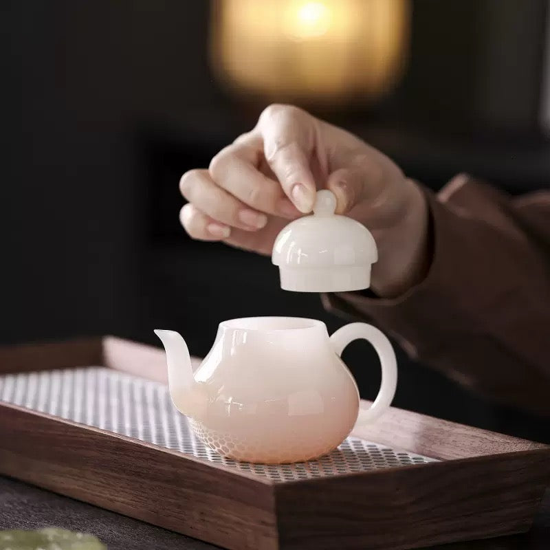 Handcrafted Chinese Yangzhiyu Ceramics White Porcelain Teapot