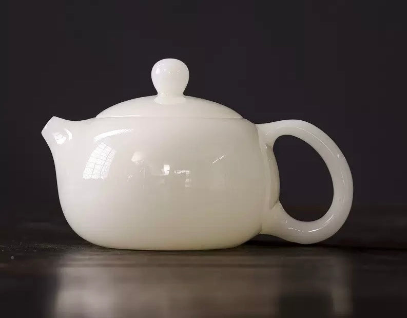 Handcrafted Chinese Yangzhiyu Ceramics White Porcelain Teapot