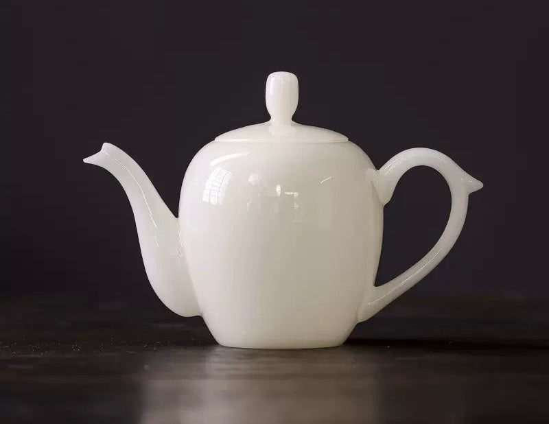 Handcrafted Chinese Yangzhiyu Ceramics White Porcelain Teapot