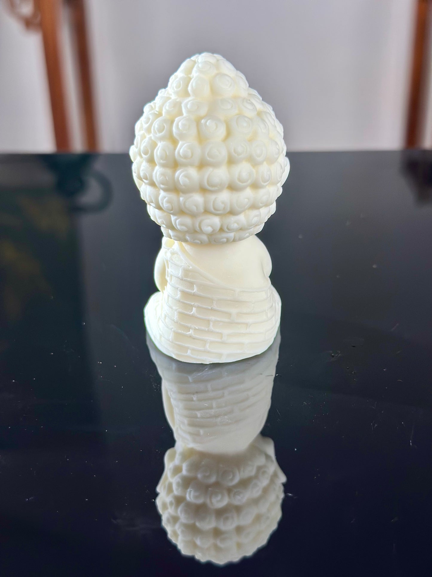 Hand Engraved Natural Tagua Bouddha Sculpture Lotus Shape Incense Holder Tea Pet