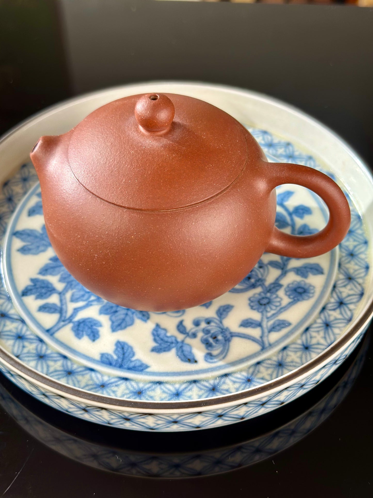 Handpainted Chinese Hucheng High-end Blue White Porcelain Traditional Flower Chrysanthemum Tea Tray Home Decor