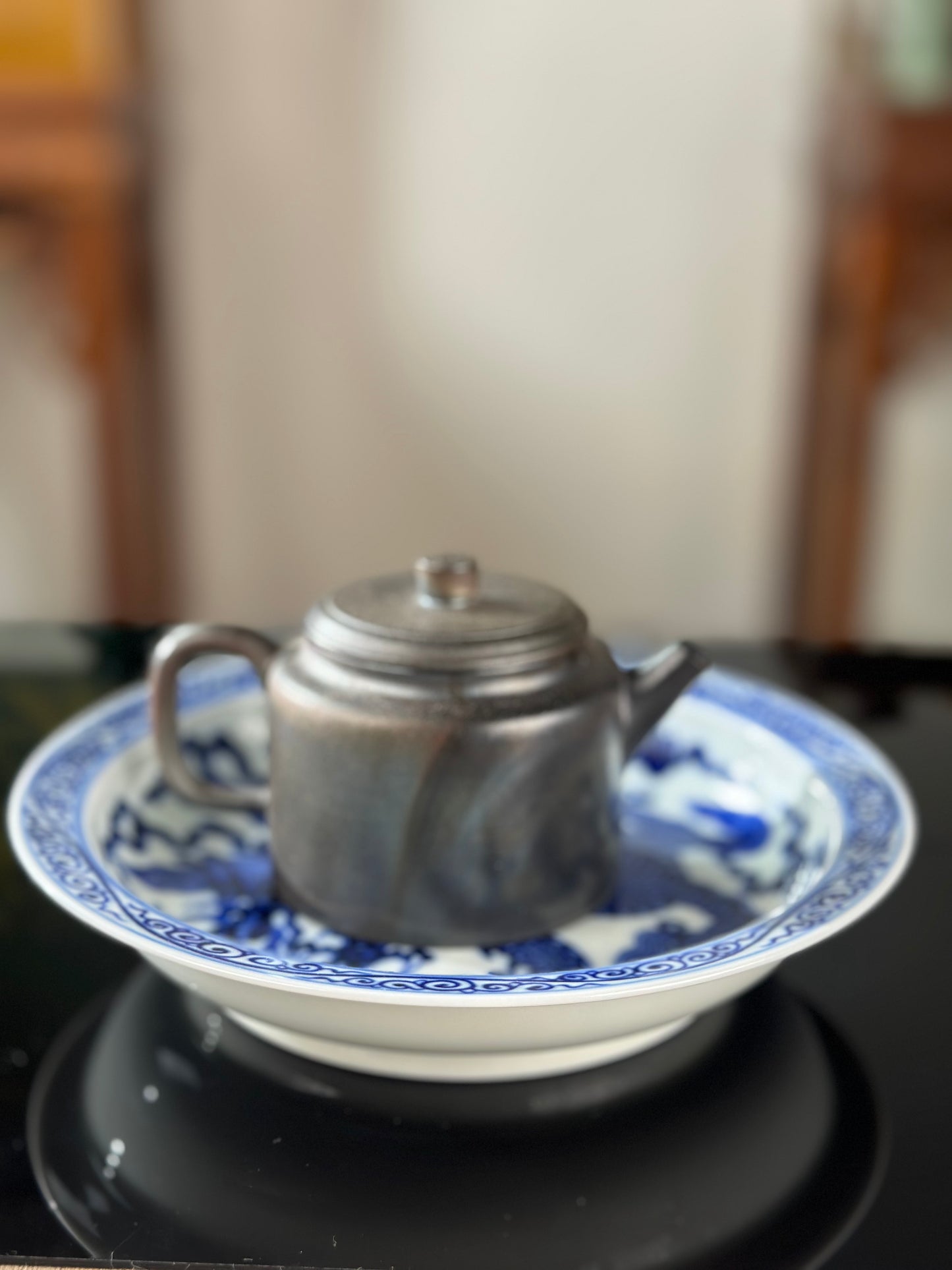 Chinese High-end Blue White Porcelain Handpainted Classic Xuande Dragon Pattern Tea tray Home Ornament Artwork Tray