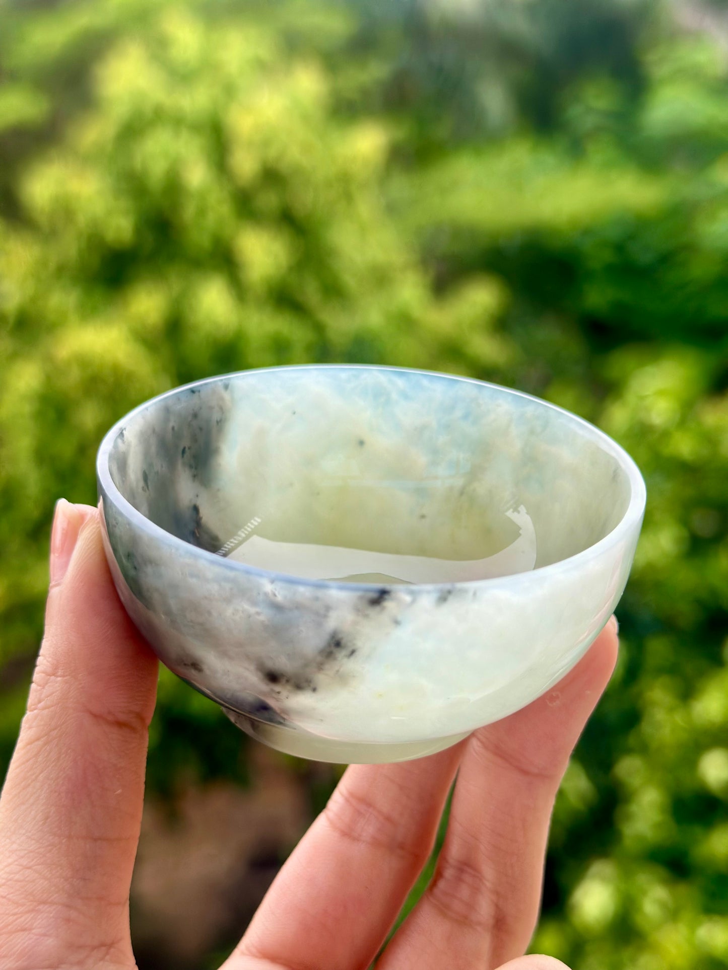 Handcrafted Chinese Xiuyu Authentic Jade Teacup Unique Artwork Jade Teaware