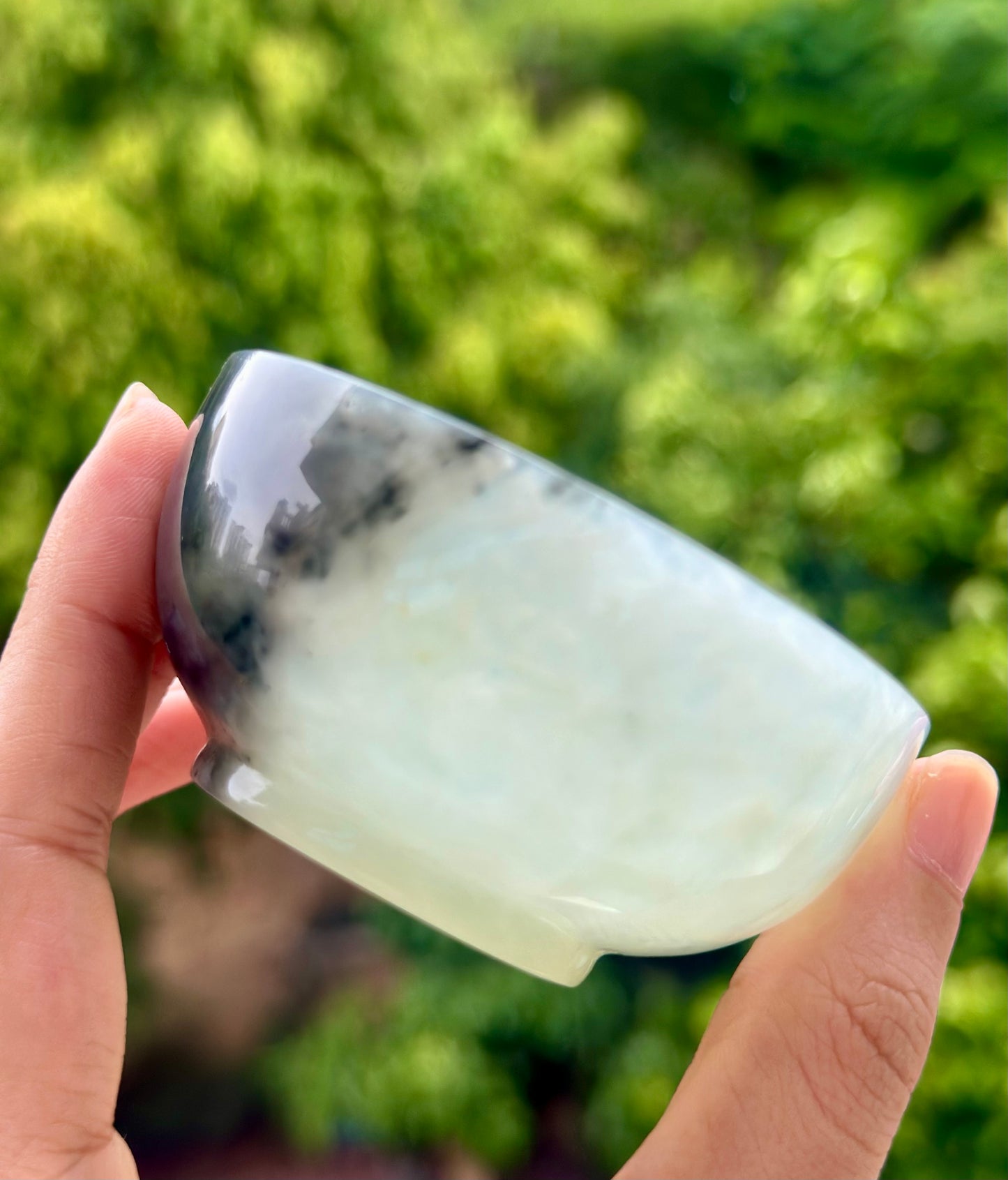 Handcrafted Chinese Xiuyu Authentic Jade Teacup Unique Artwork Jade Teaware