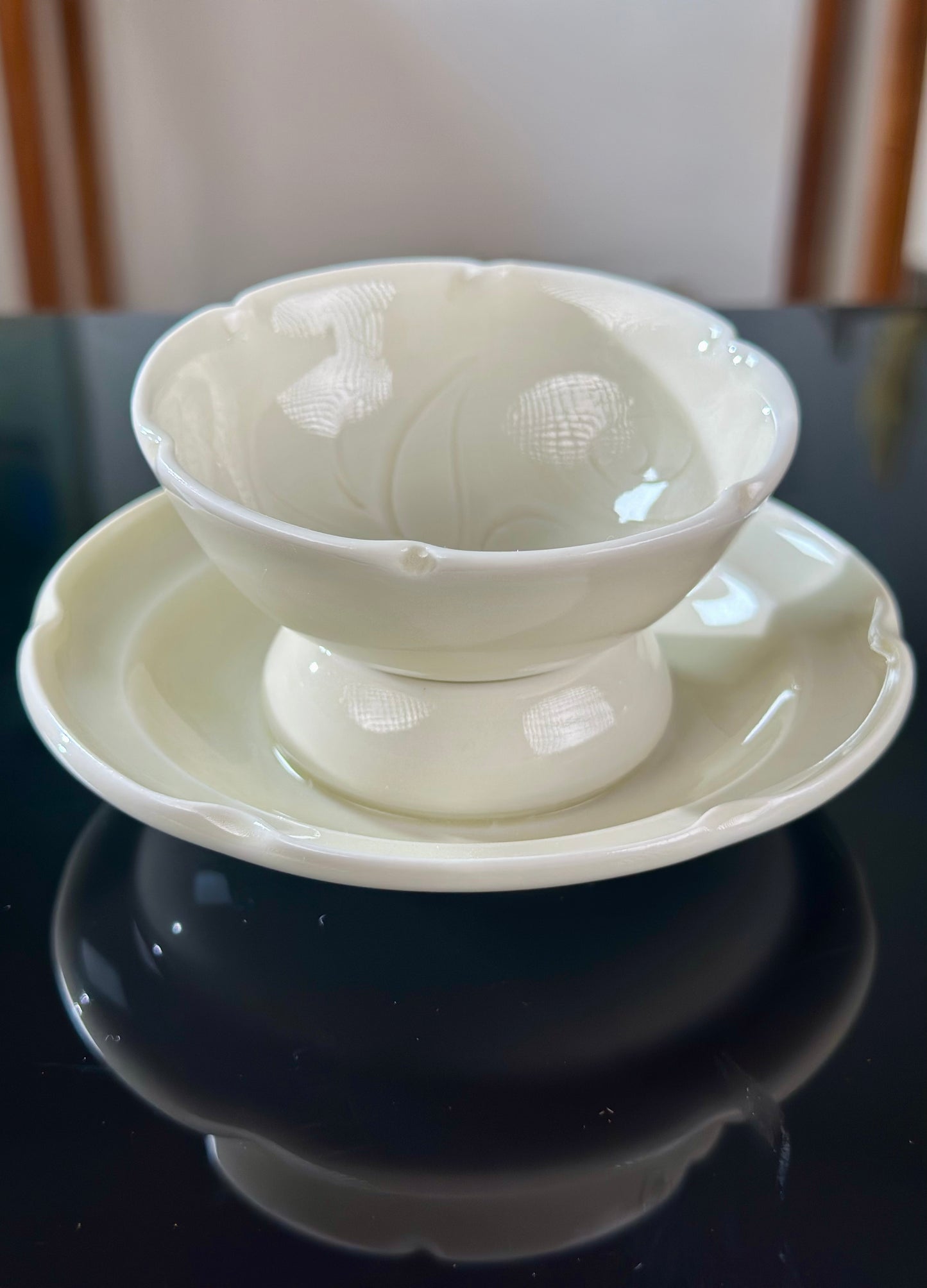 Handcrafted Chinese High-end Dingyao Ding Porcelain White Teacup Tea Set saucer