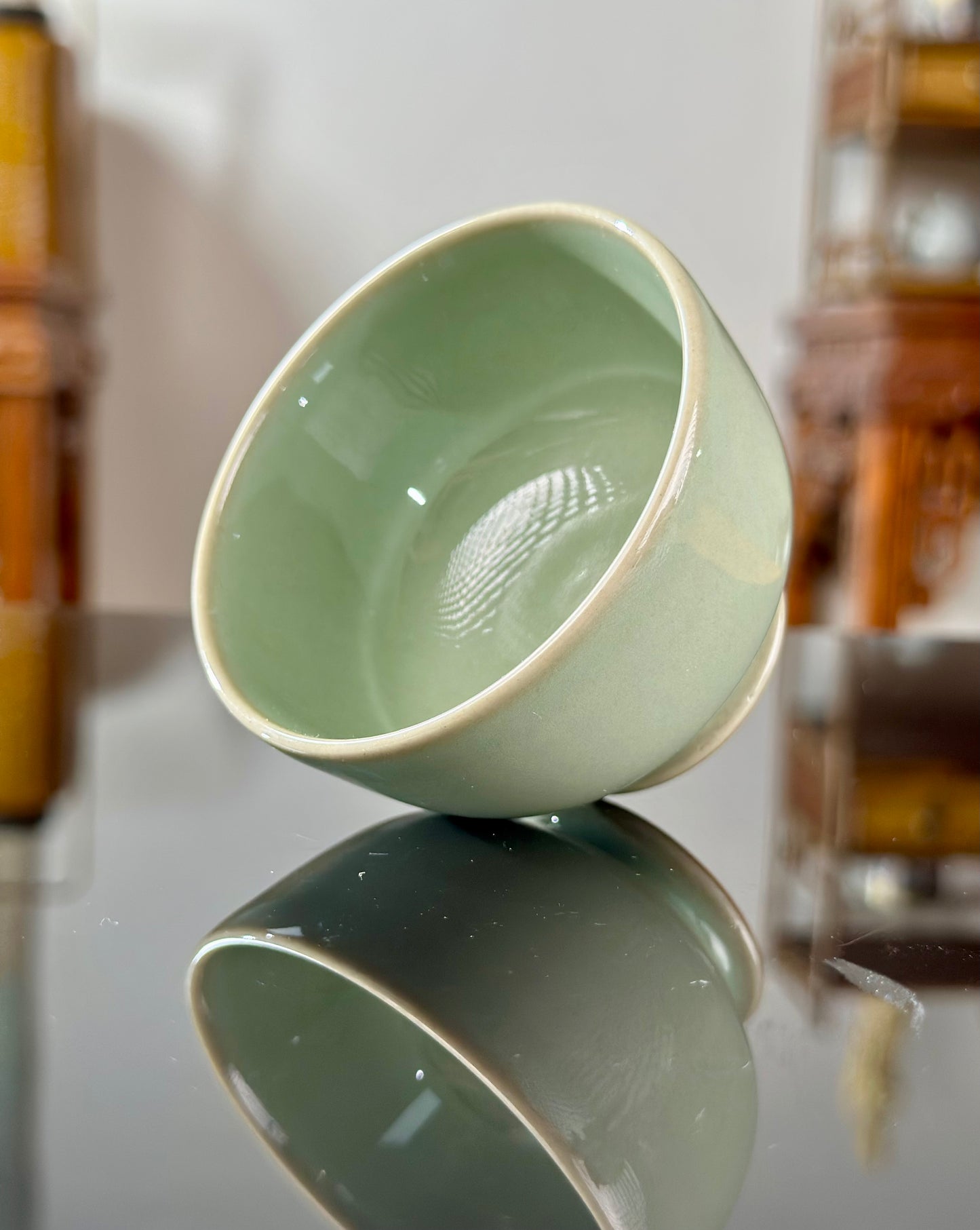 Handcrafted Chinese High-class Secret Color Porcelain Mise Celadon Teacup