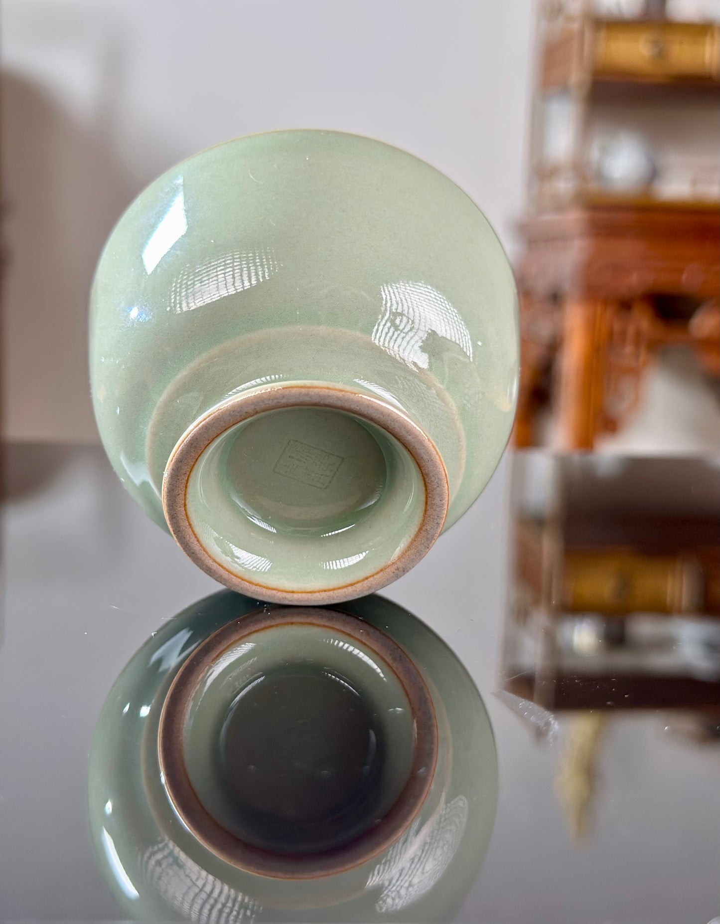 Handcrafted Chinese High-class Secret Color Porcelain Mise Celadon Teacup
