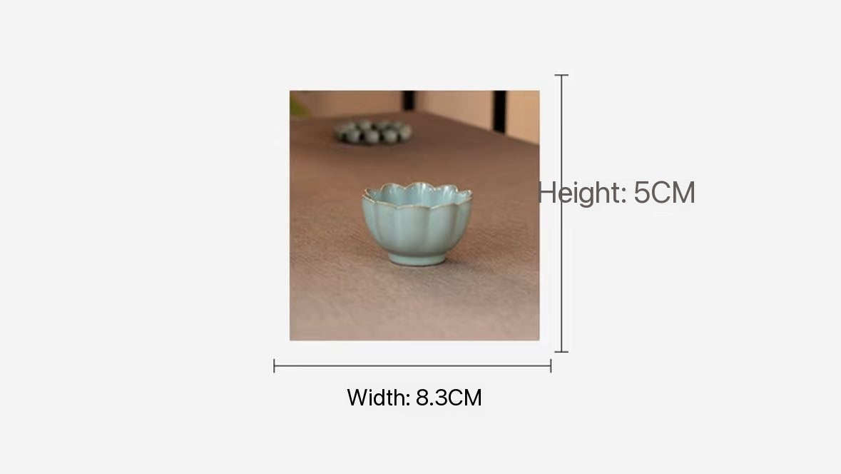 Handcrafted Ru Ware Classic Teacup Chinese High-class Ru Porcelain Ruyao Lotus Shape Cup