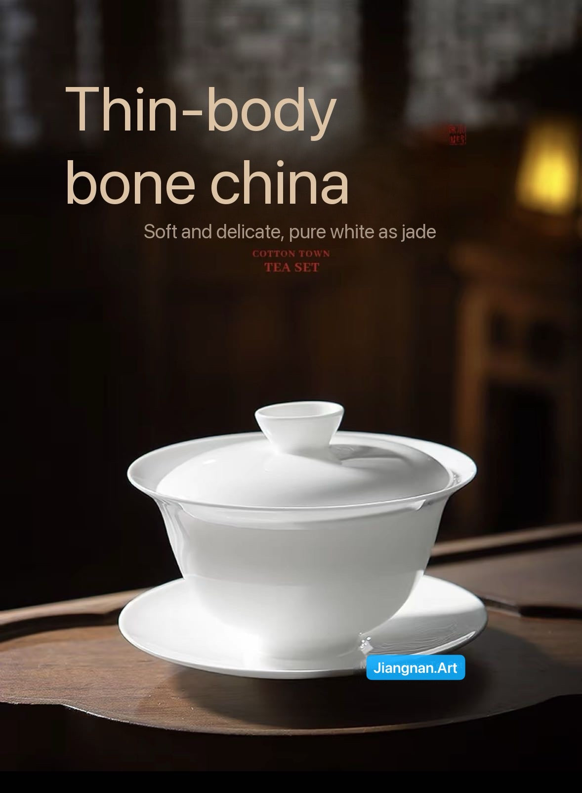 Super Thin Chinese Chaozhou Bone China Gaiwan Set Gongfu Cha Set Tea Saucer