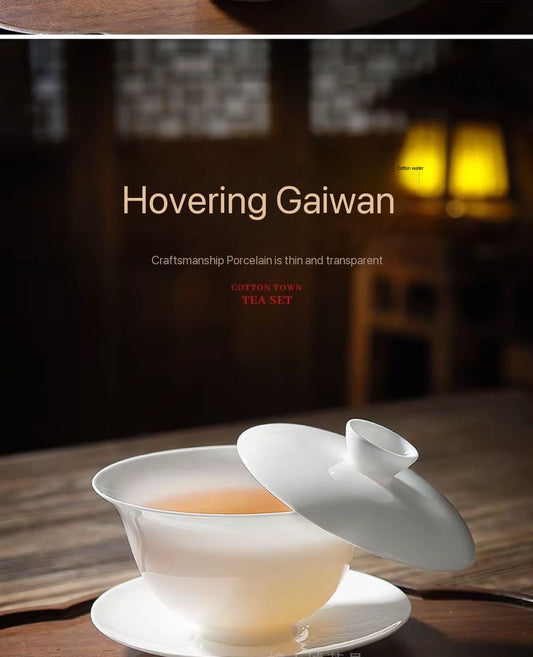 Super Thin Chinese Chaozhou Bone China Gaiwan Set Gongfu Cha Set Tea Saucer