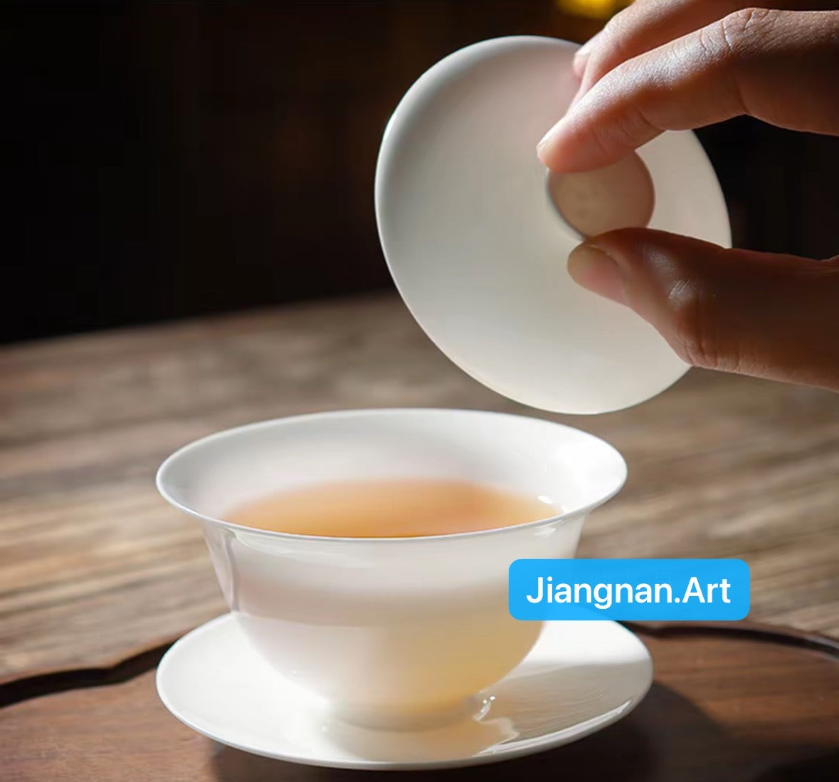 Super Thin Chinese Chaozhou Bone China Gaiwan Set Gongfu Cha Set Tea Saucer
