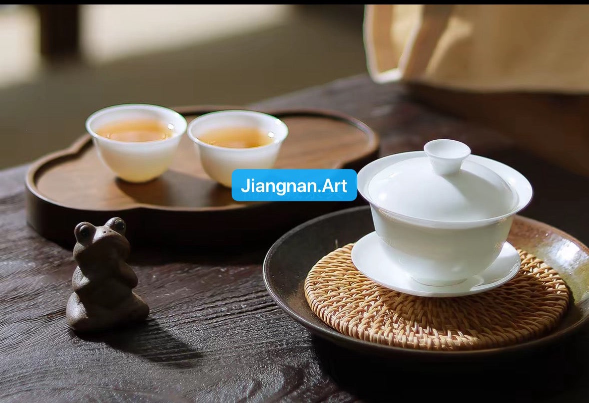 Super Thin Chinese Chaozhou Bone China Gaiwan Set Gongfu Cha Set Tea Saucer