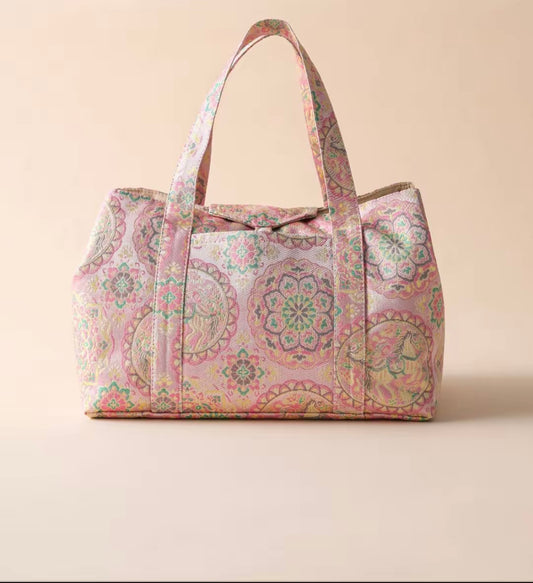 Chinese Traditional Song Brocade Tea Bag Travel Cloth Bag Big Capacity Portable Storage Bag