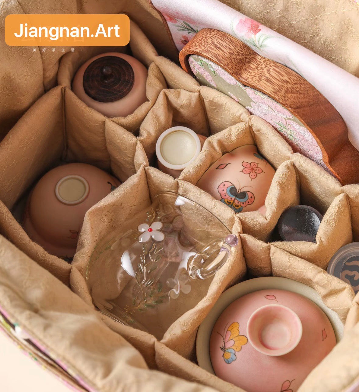 Chinese Traditional Song Brocade Tea Bag Travel Cloth Bag Big Capacity Portable Storage Bag