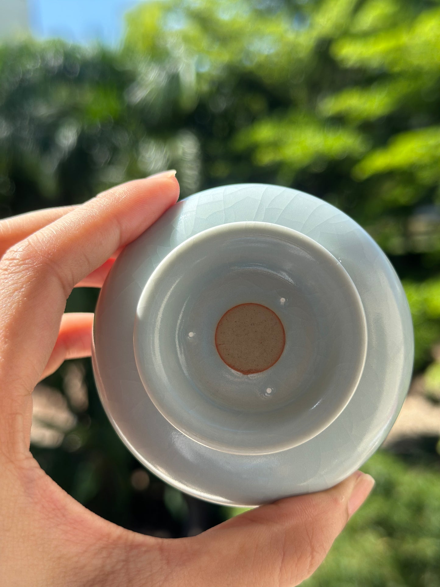Handcrafted Ru Ware Classic Teacup Chinese High-class Ru Porcelain Ruyao Moon White GlazedYulan Shape Cup