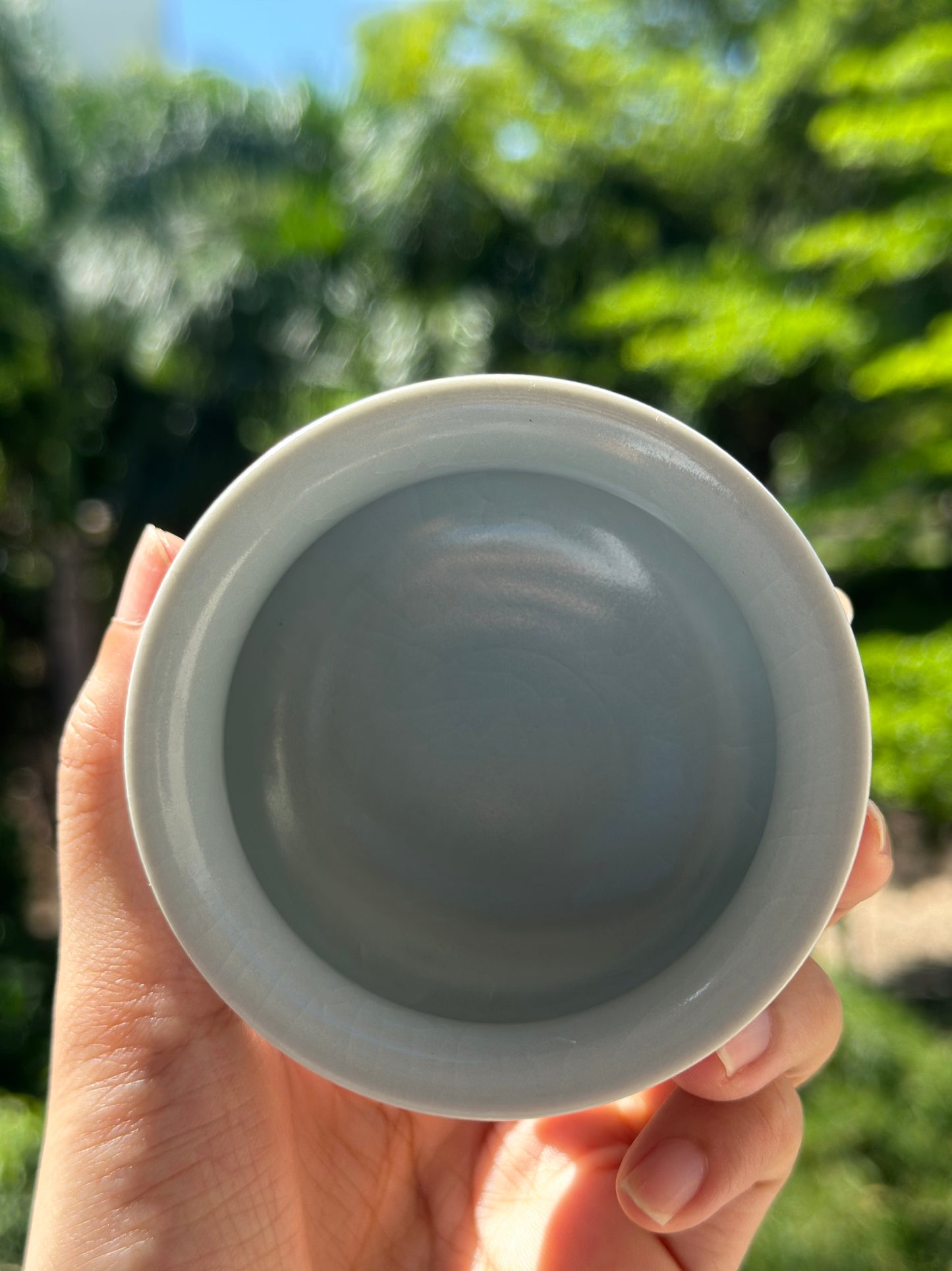 Handcrafted Ru Ware Classic Teacup Chinese High-class Ru Porcelain Ruyao Moon White GlazedYulan Shape Cup