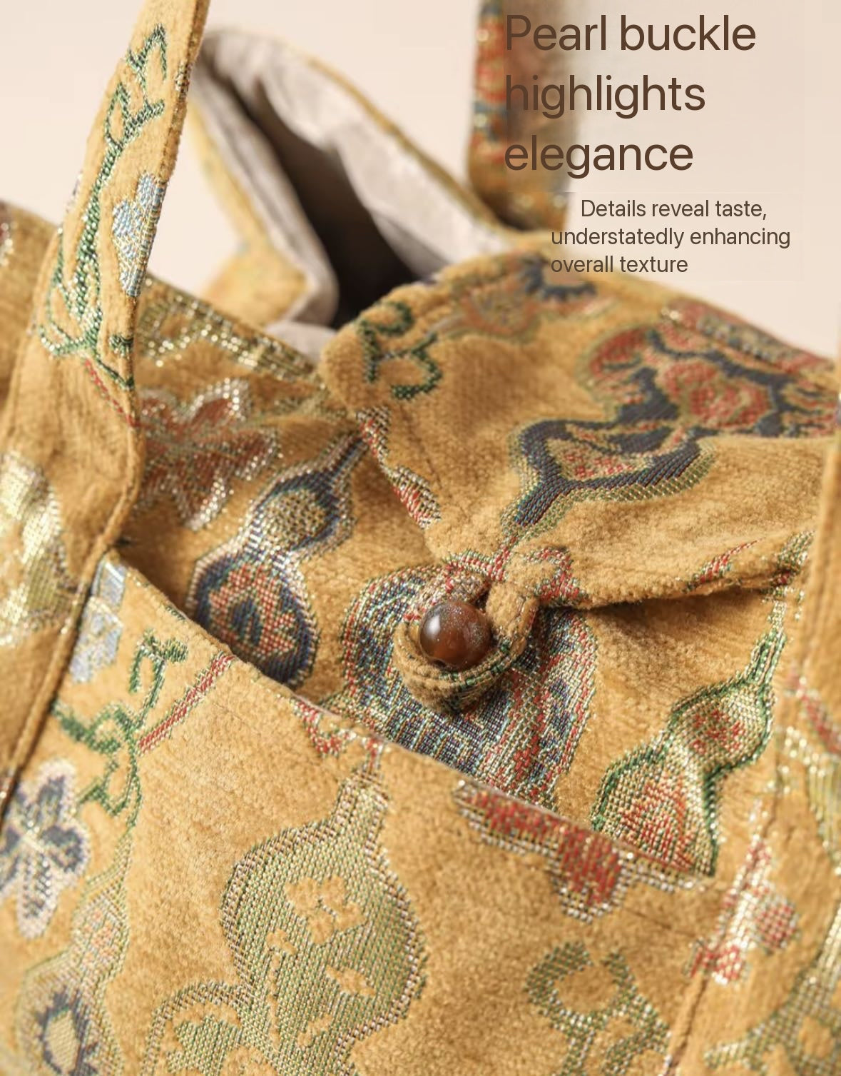 Chinese High-end Traditional Song Brocade Golden Gourd Pattern Tea Bag Travel Cloth Bag Big Capacity Portable Storage Bag