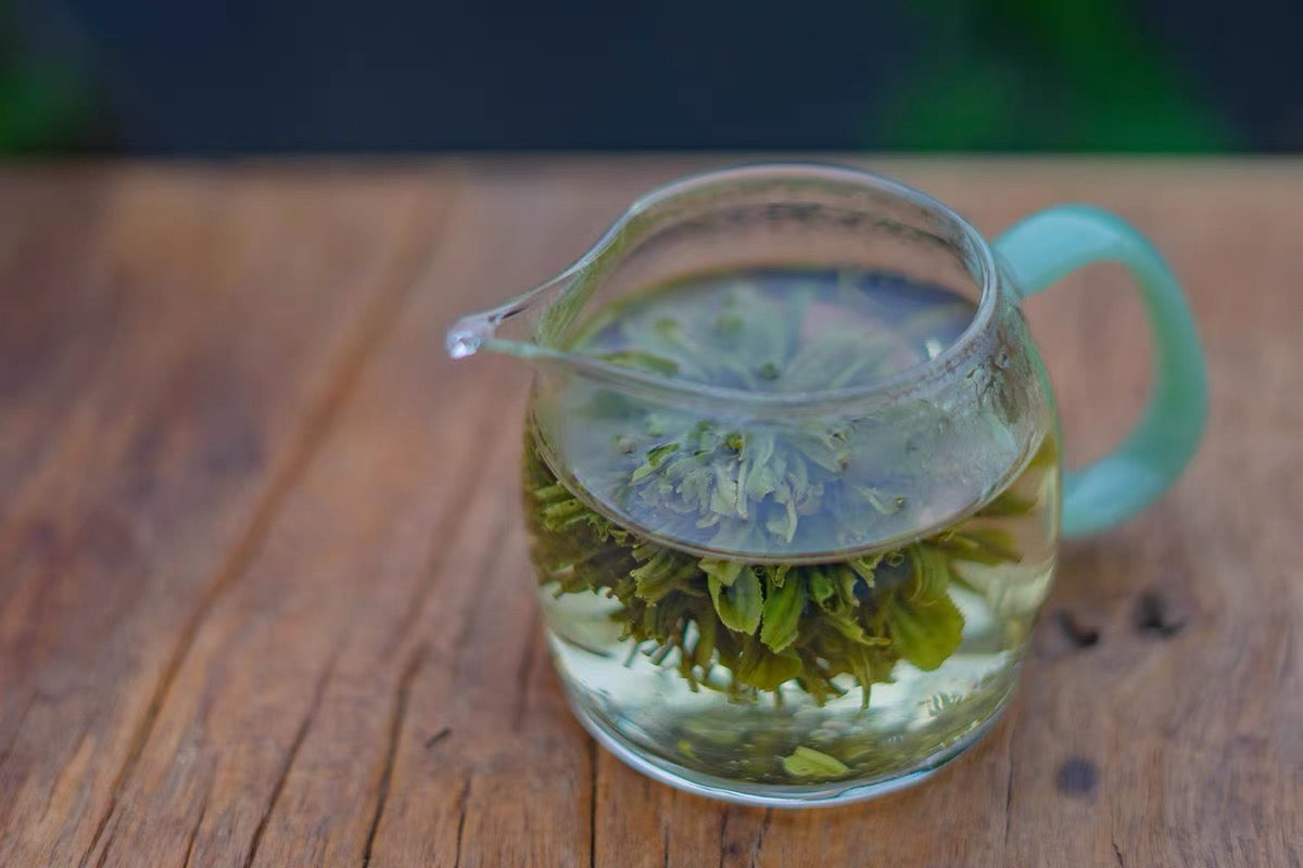 Chinese Premium Yellow Mountain Huangshan Green Peony Green Tea High Mountain Tea 50g 6 Sachets