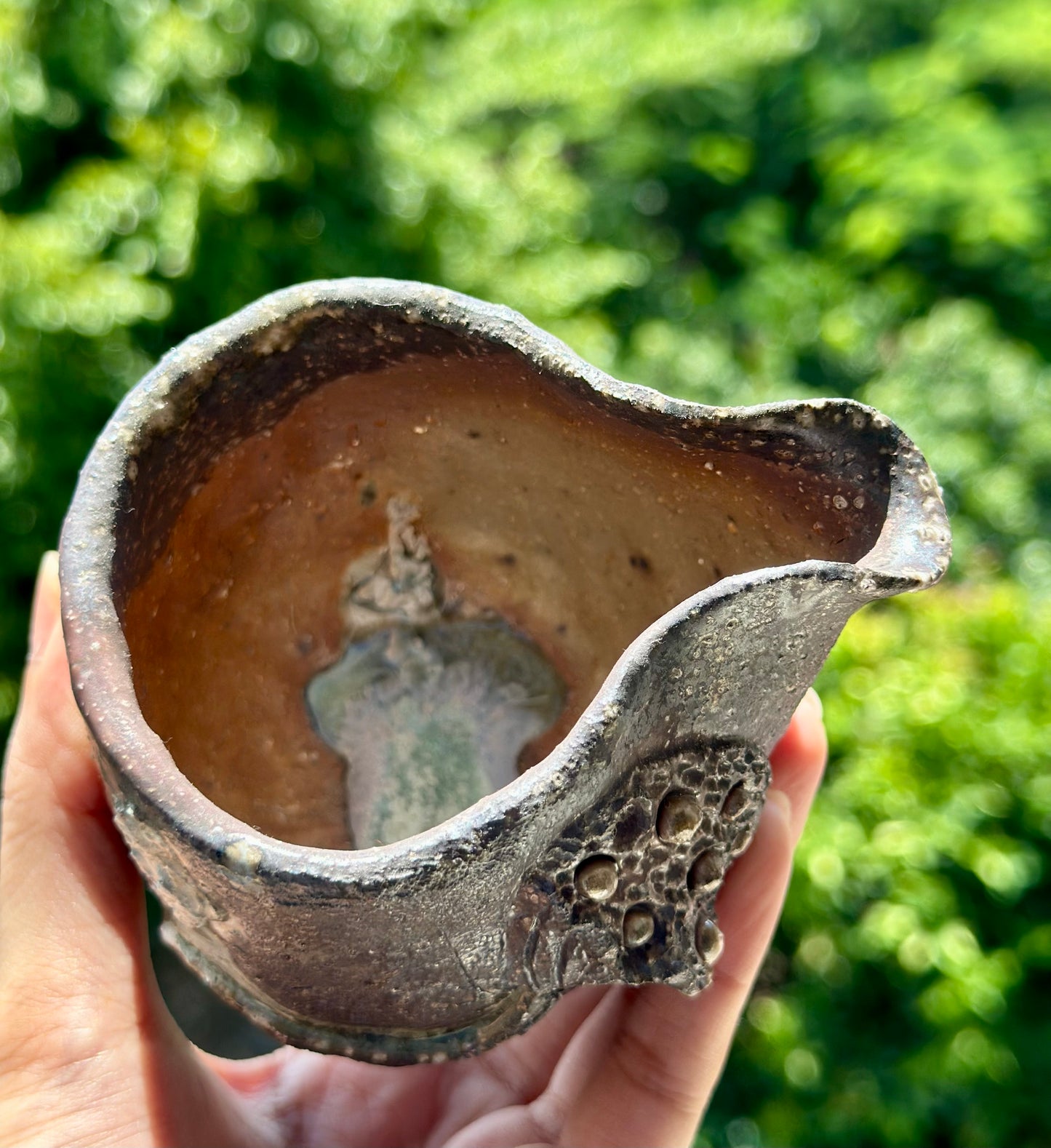 Woodfired Handmade Crude Pottery Fair Cup Handengraved Lotus Seed Motif Chinese Master Pottery Gongdaobei