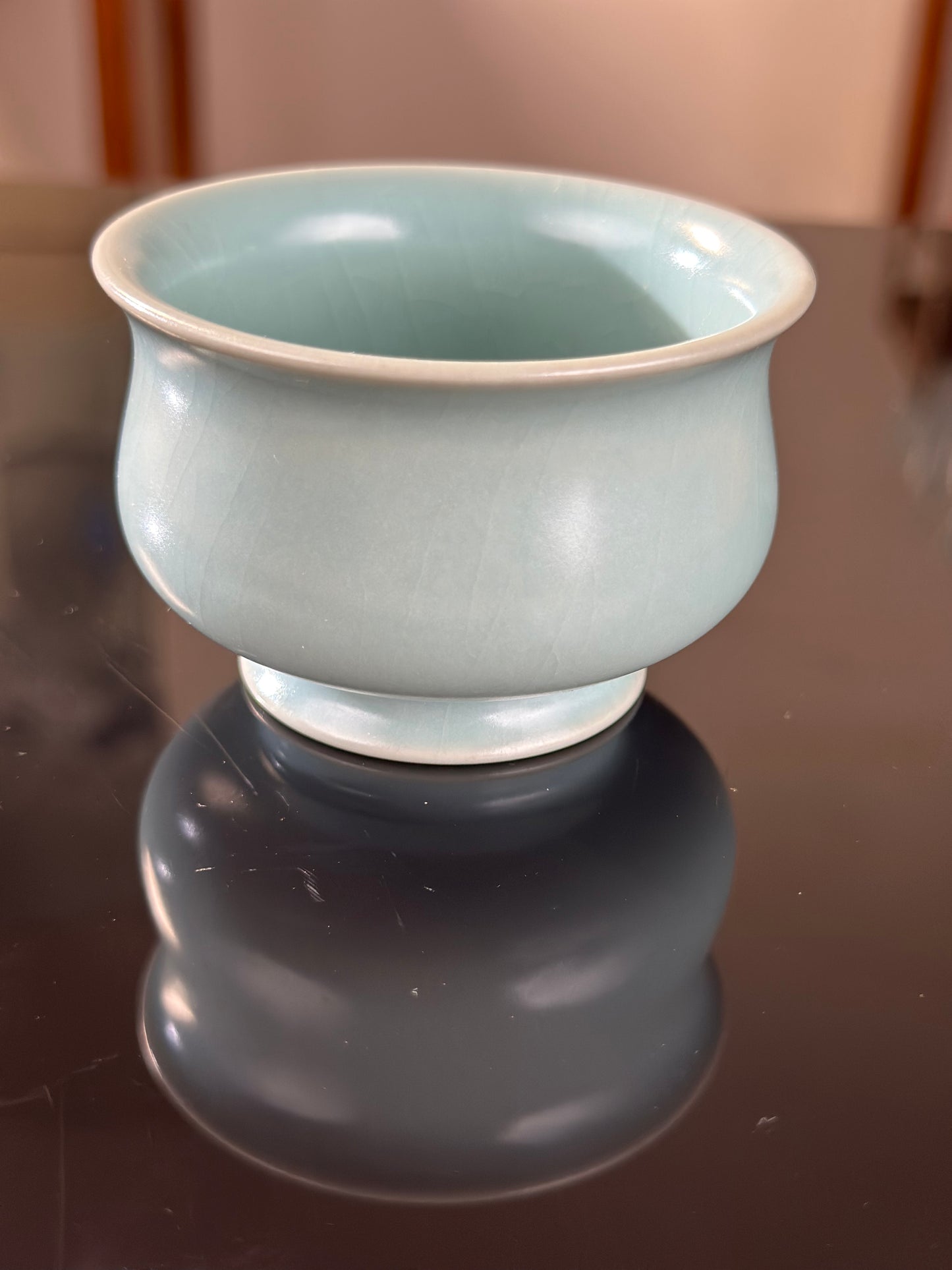 Handcrafted Ru Ware Classic Teacup Chinese High-class Ru Porcelain Ruyao Blue Sky Glazed Yulan Shape Cup