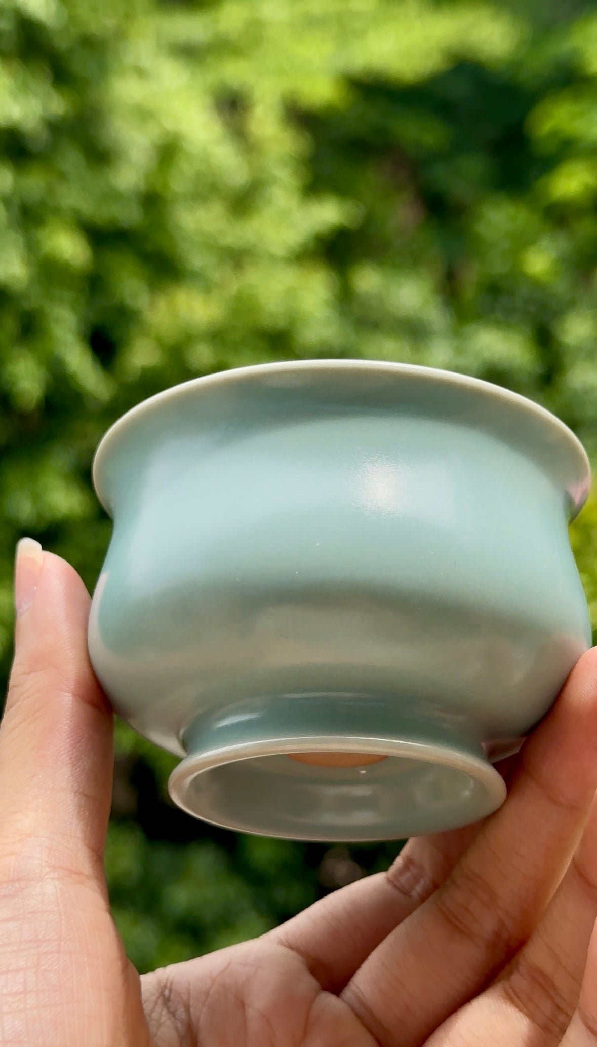 Handcrafted Ru Ware Classic Teacup Chinese High-class Ru Porcelain Ruyao Blue Sky Glazed Yulan Shape Cup