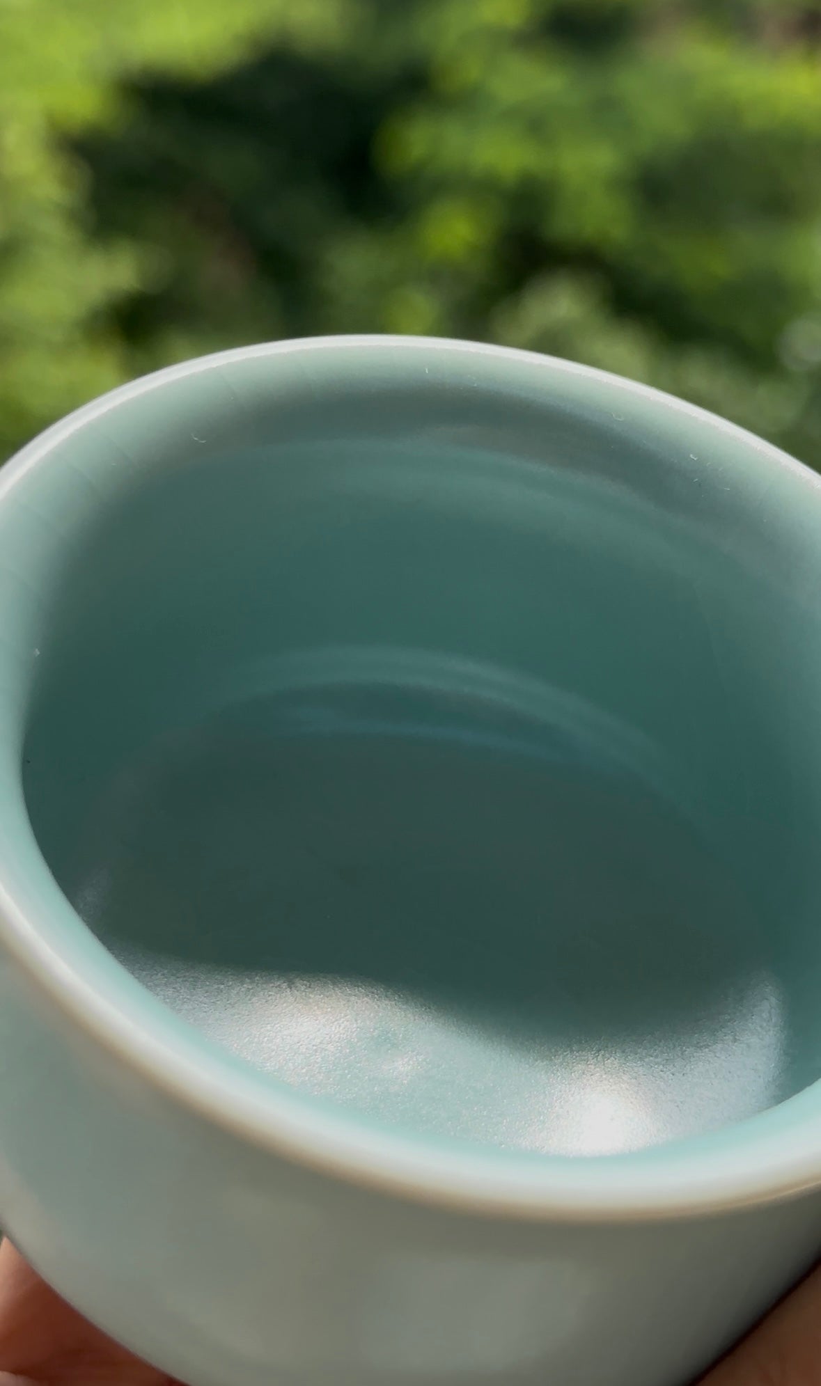 Handcrafted Ru Ware Classic Teacup Chinese High-class Ru Porcelain Ruyao Blue Sky Glazed Yulan Shape Cup