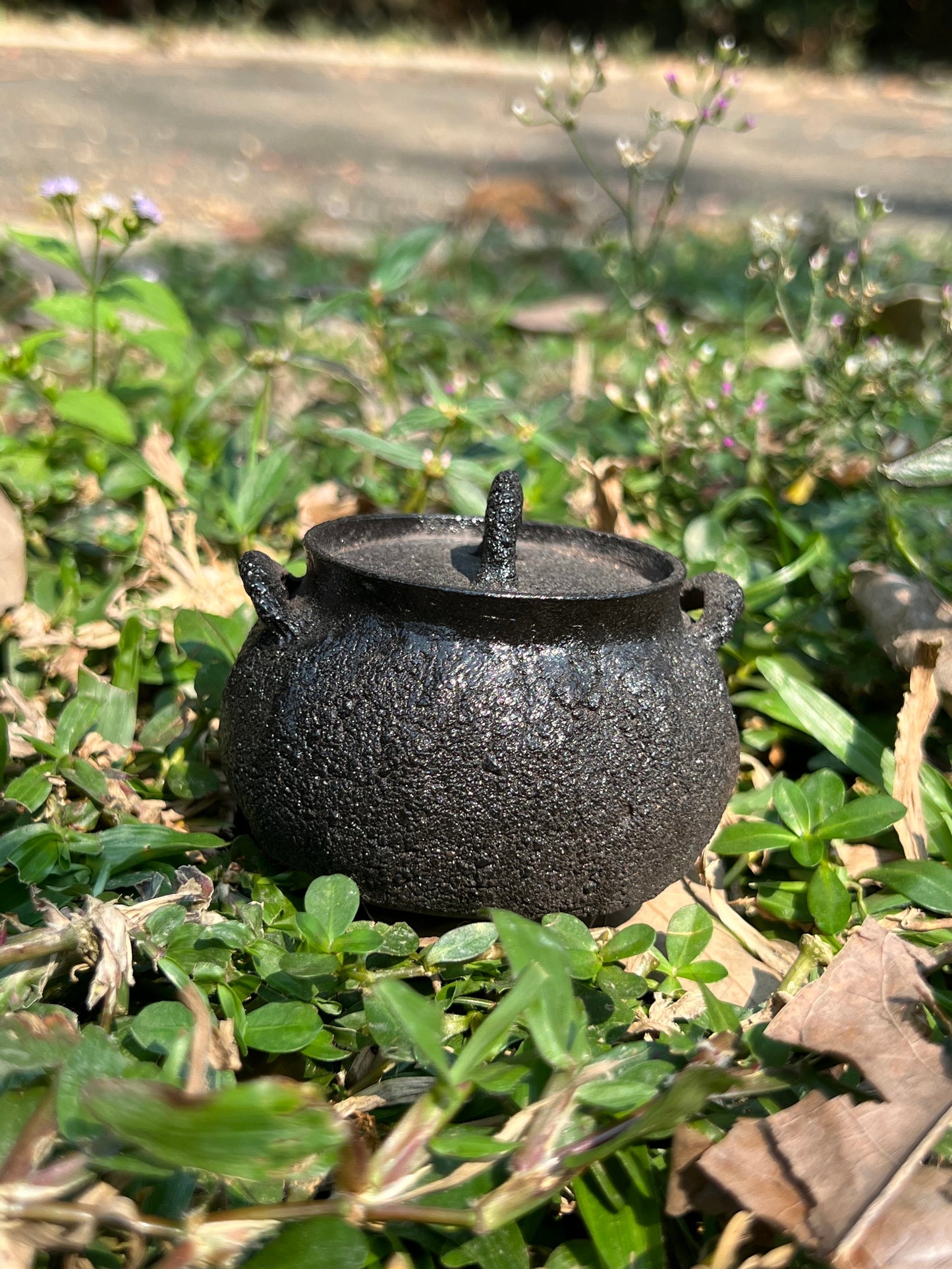 This is a purple clay teapot