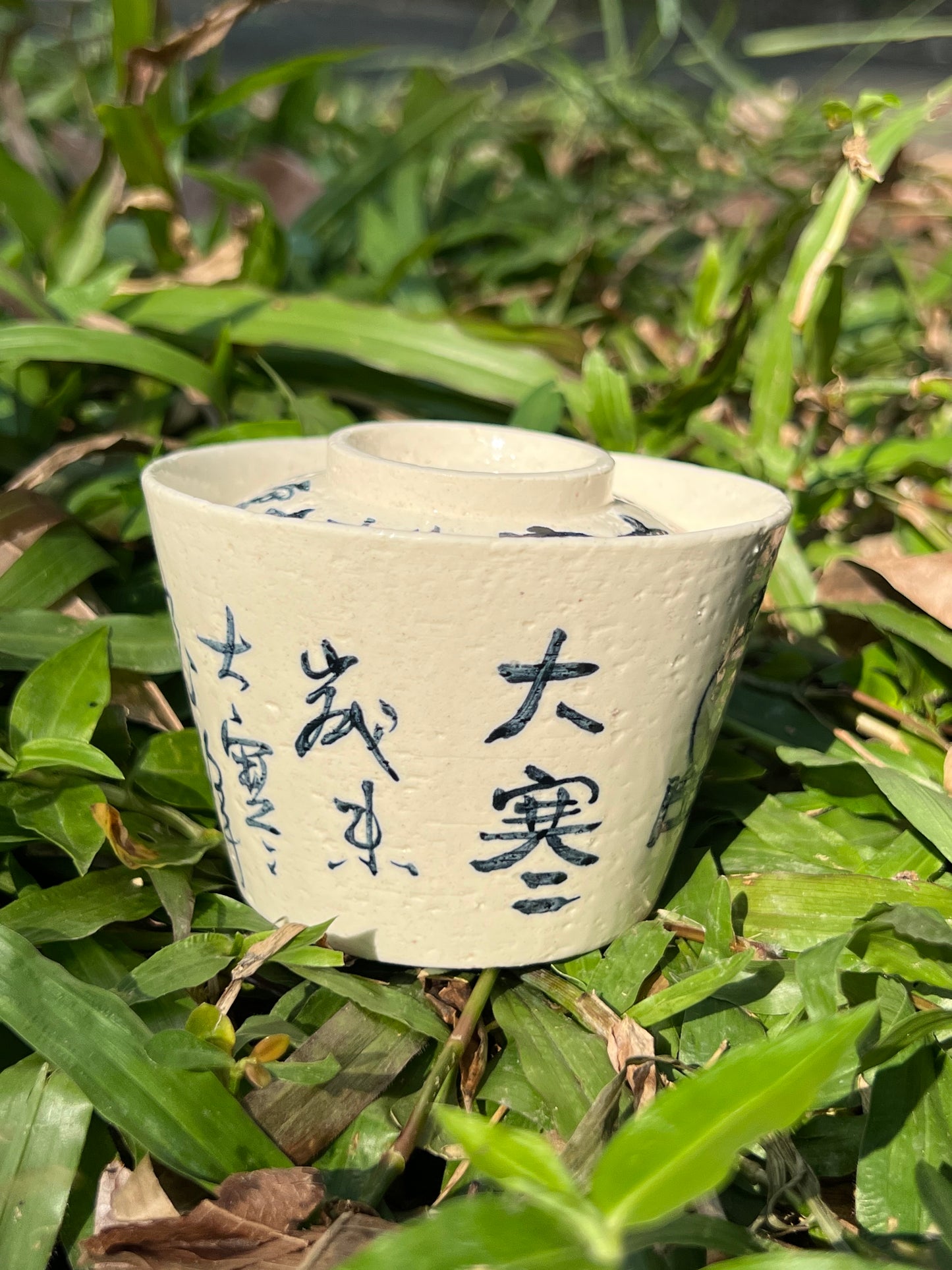 Handpainted Chinese Gongfu Tea Pattern White Fine Pottery Gaiwan Jingdezhen Master Pottery Artwork