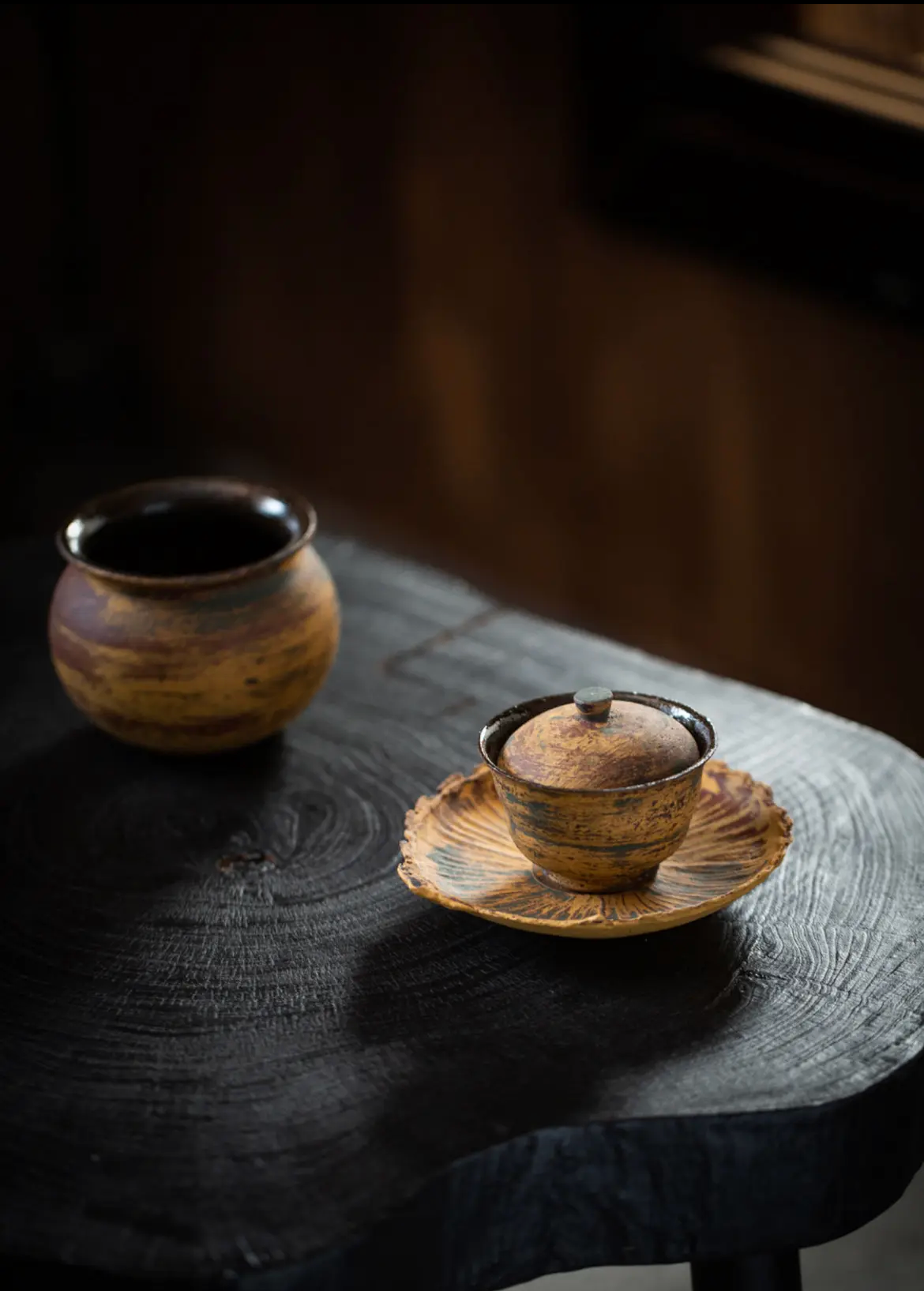 Chinese Handmade Unique Gaiwan Set  Original Master Pottery Ceramic Tea Ceremony