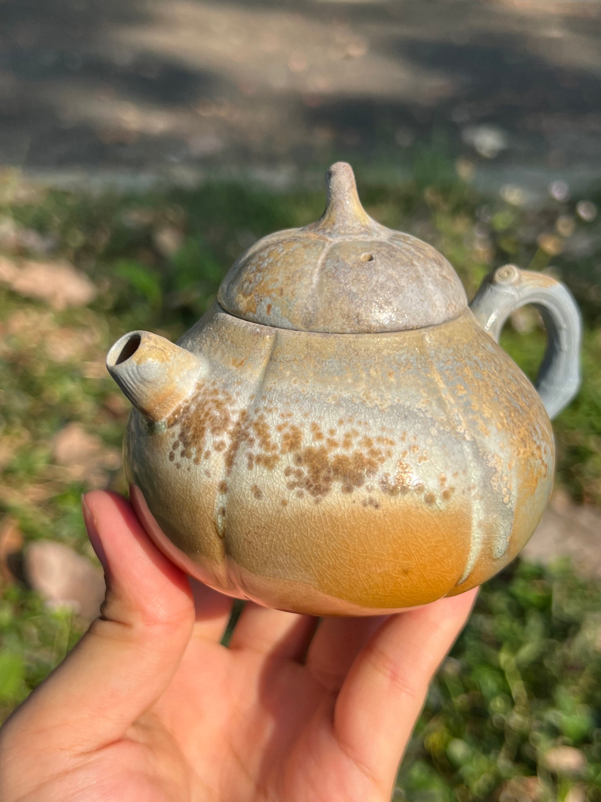 This is a woodfired pottery teapot