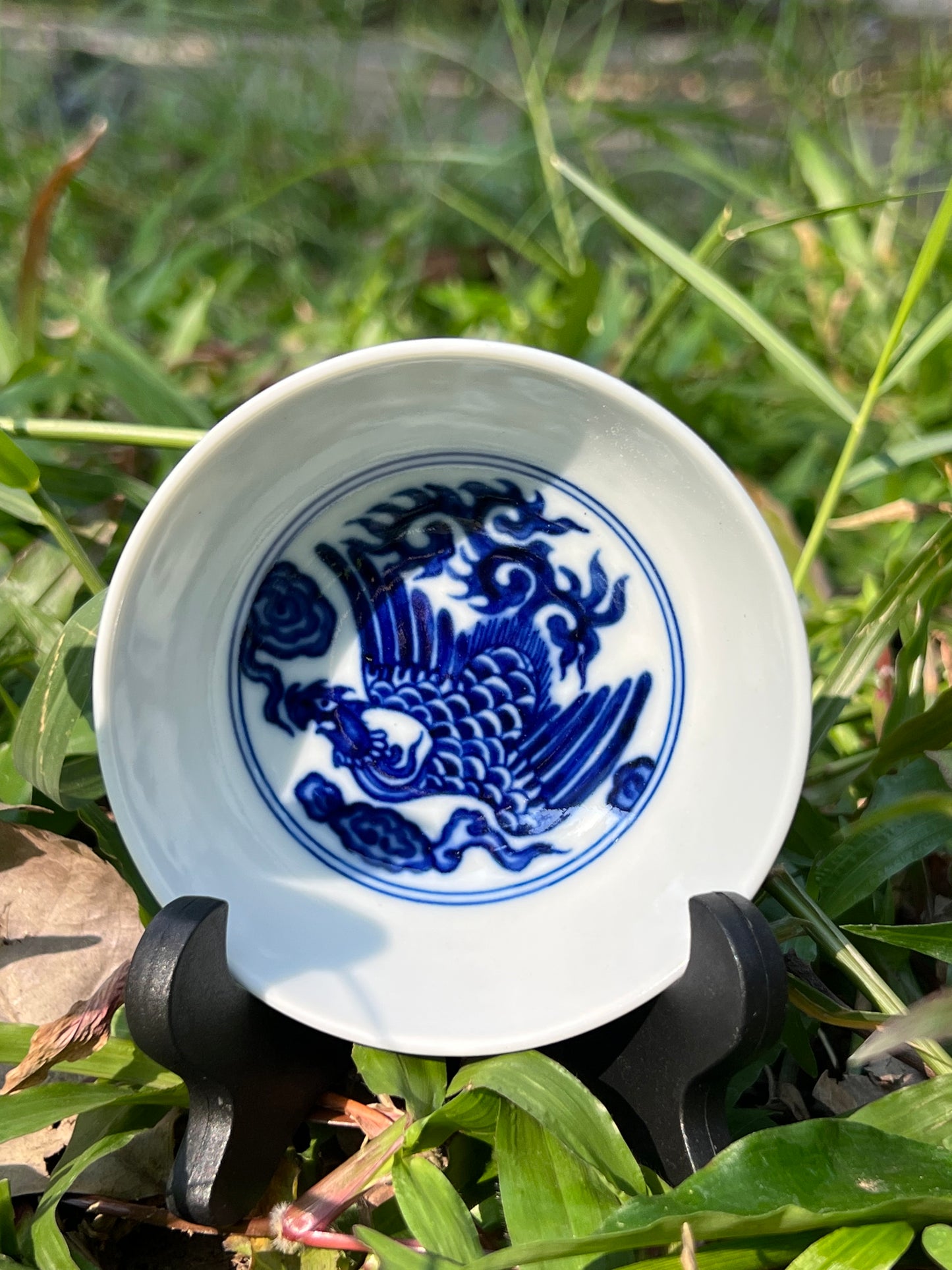 Hand Painted Chinese Phoenix Gaiwan Blue and White Porcelain Teaware Jingdezhen Master Ceramic Artwork