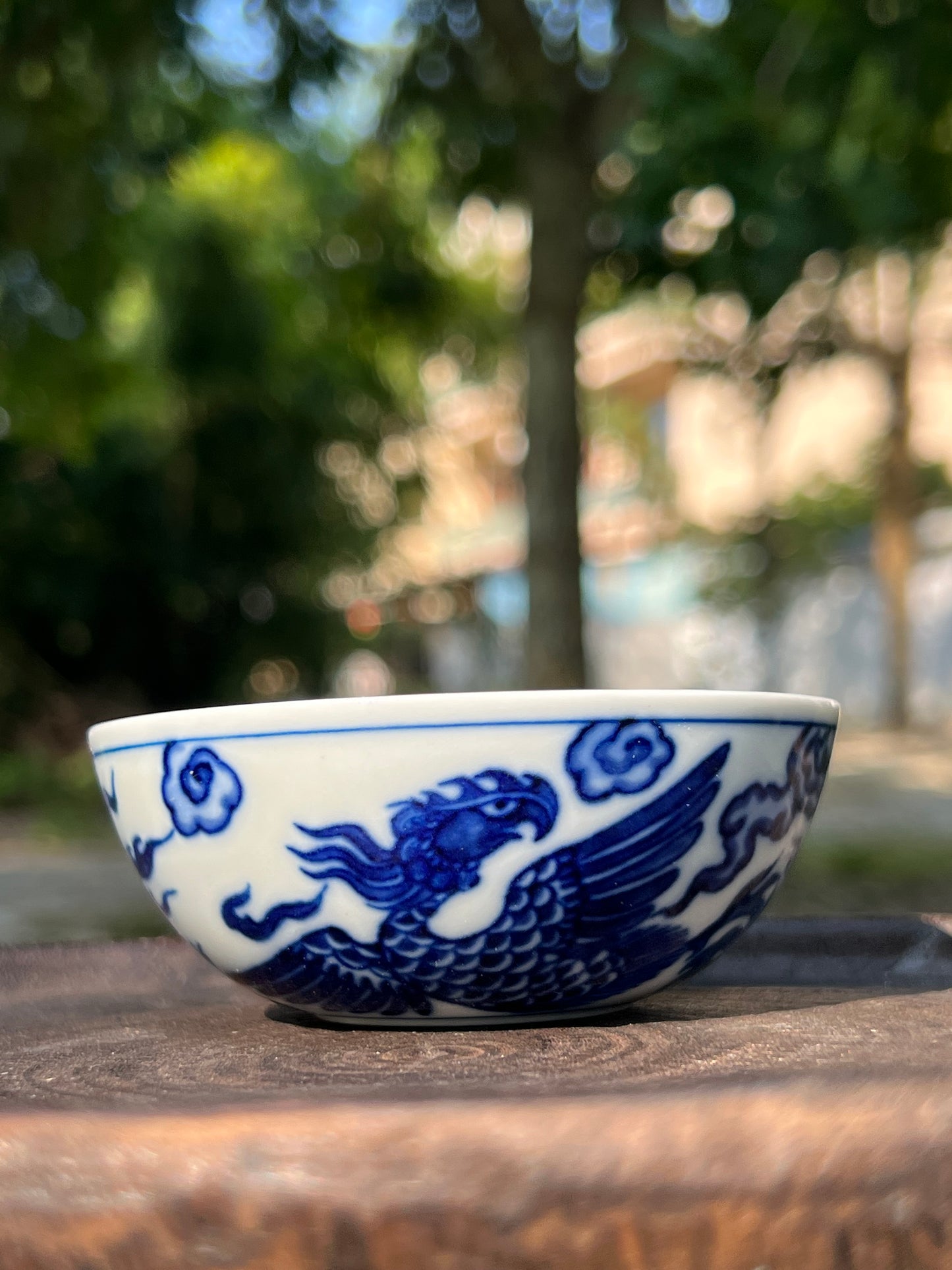 Hand Painted Chinese Phoenix Gaiwan Blue and White Porcelain Teaware Jingdezhen Master Ceramic Artwork