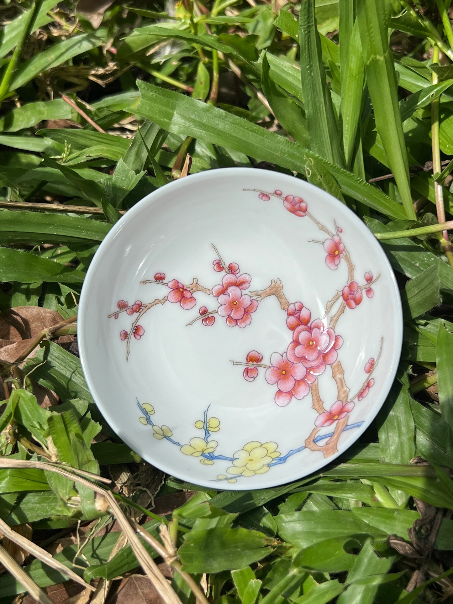 Hand Painted Chinese Enamel Plum Flower Teacup Jingdezhen Master Ceramic Artwork