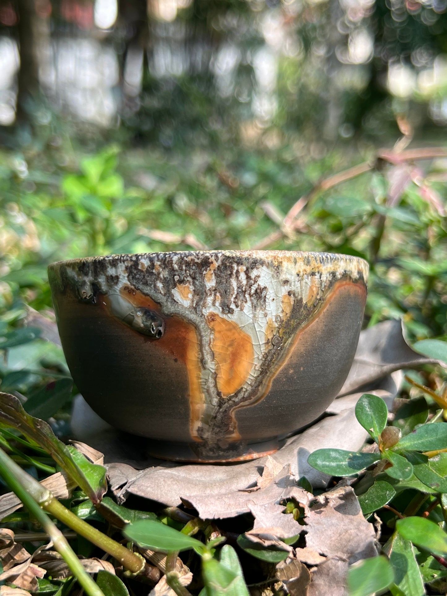 This is a woodfired tietai pottery teacup