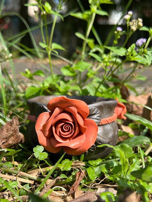 This is a woodfired tietai pottery flower teacup