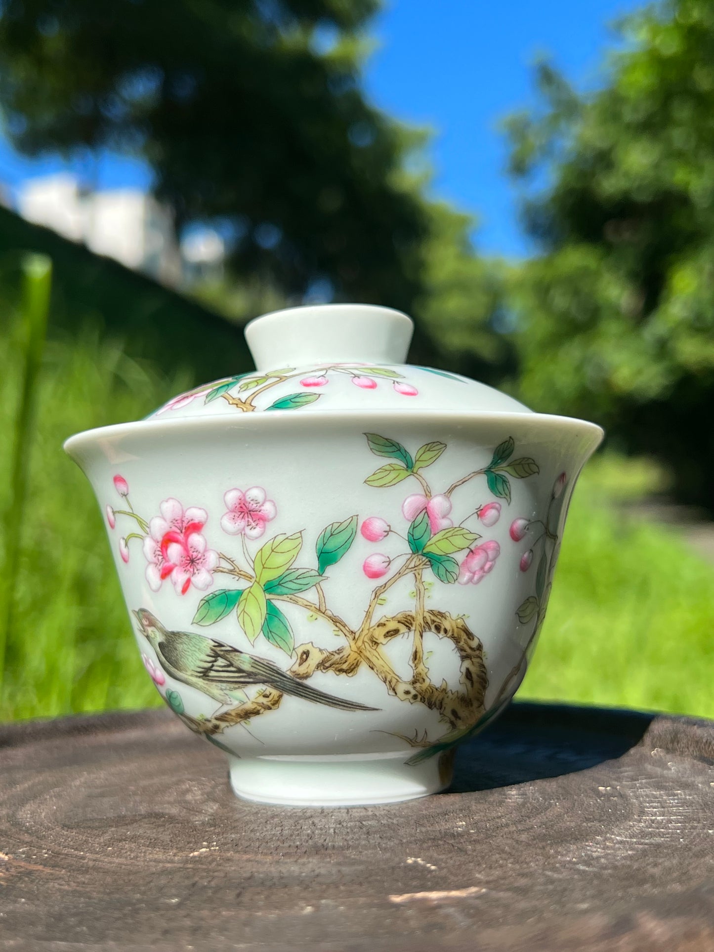 Handcrafted Chinese Handpainted Chinese Flower Bird Famille Rose Tea Tray Tea Boat Jingdezhen Master Ceramic Artwork